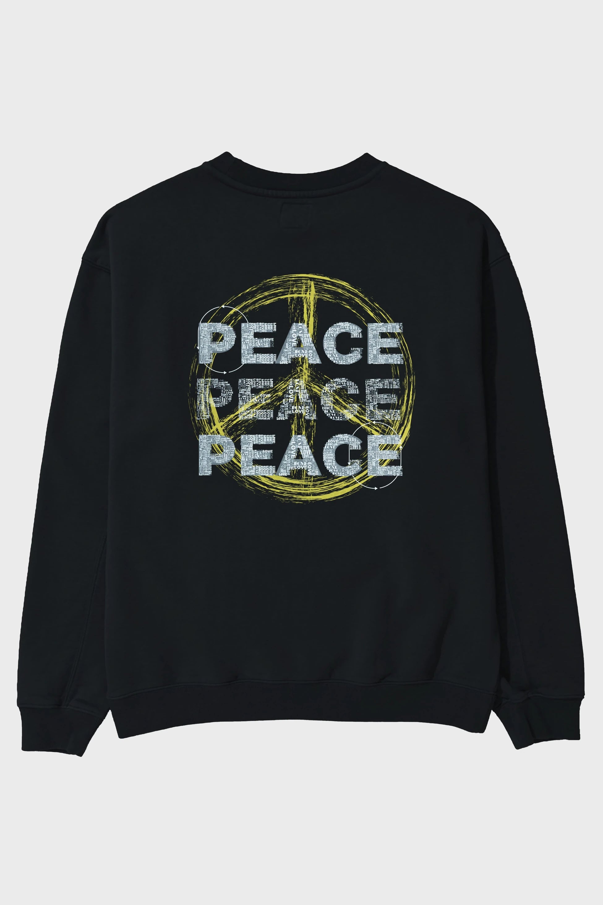 Peace Yazılı Arka Baskılı Oversize Sweatshirt Erkek Kadın Unisex