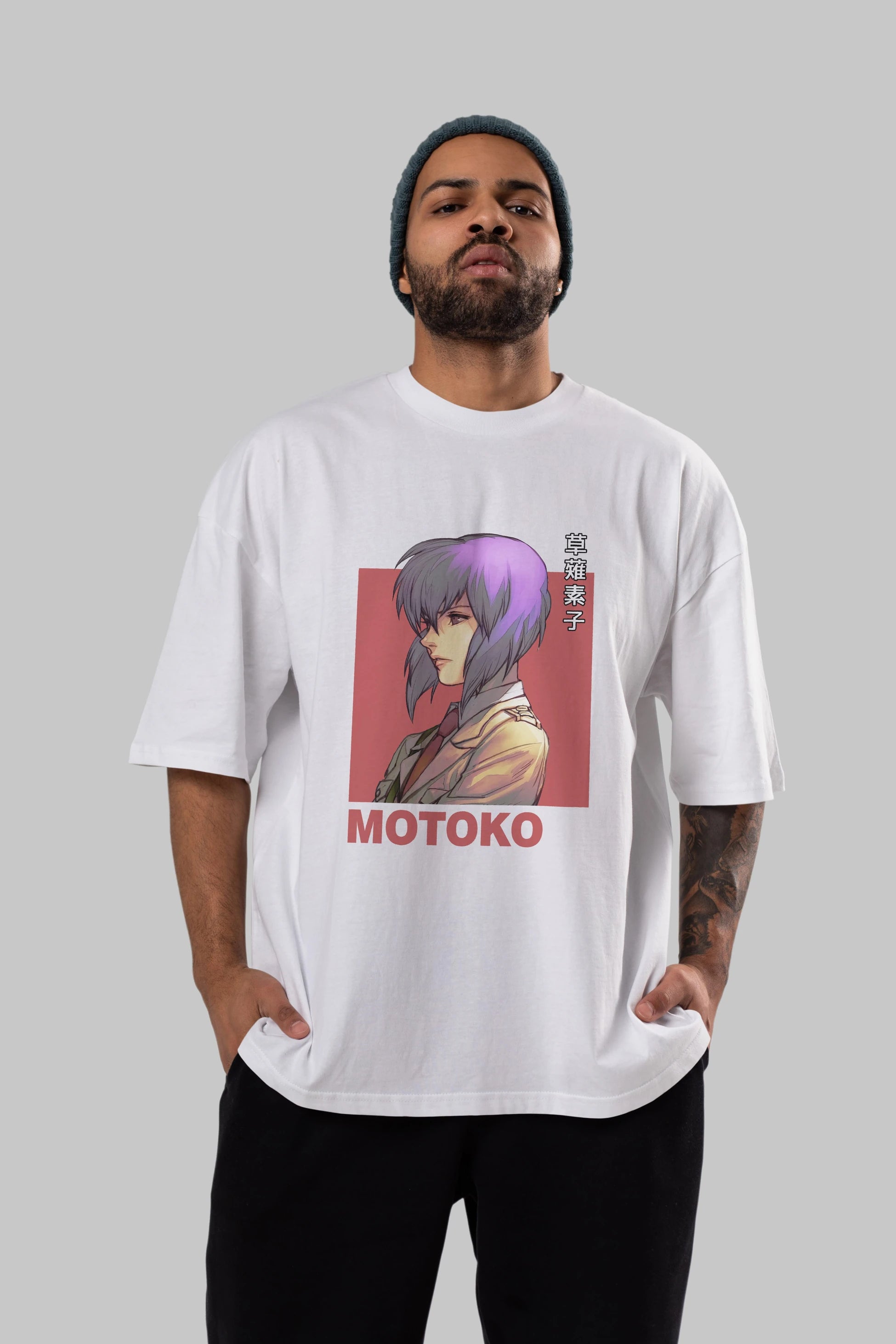 Motoko Kusanagi 12 Anime Ön Baskılı Oversize t-shirt %100 pamuk Erkek Kadın Unisex