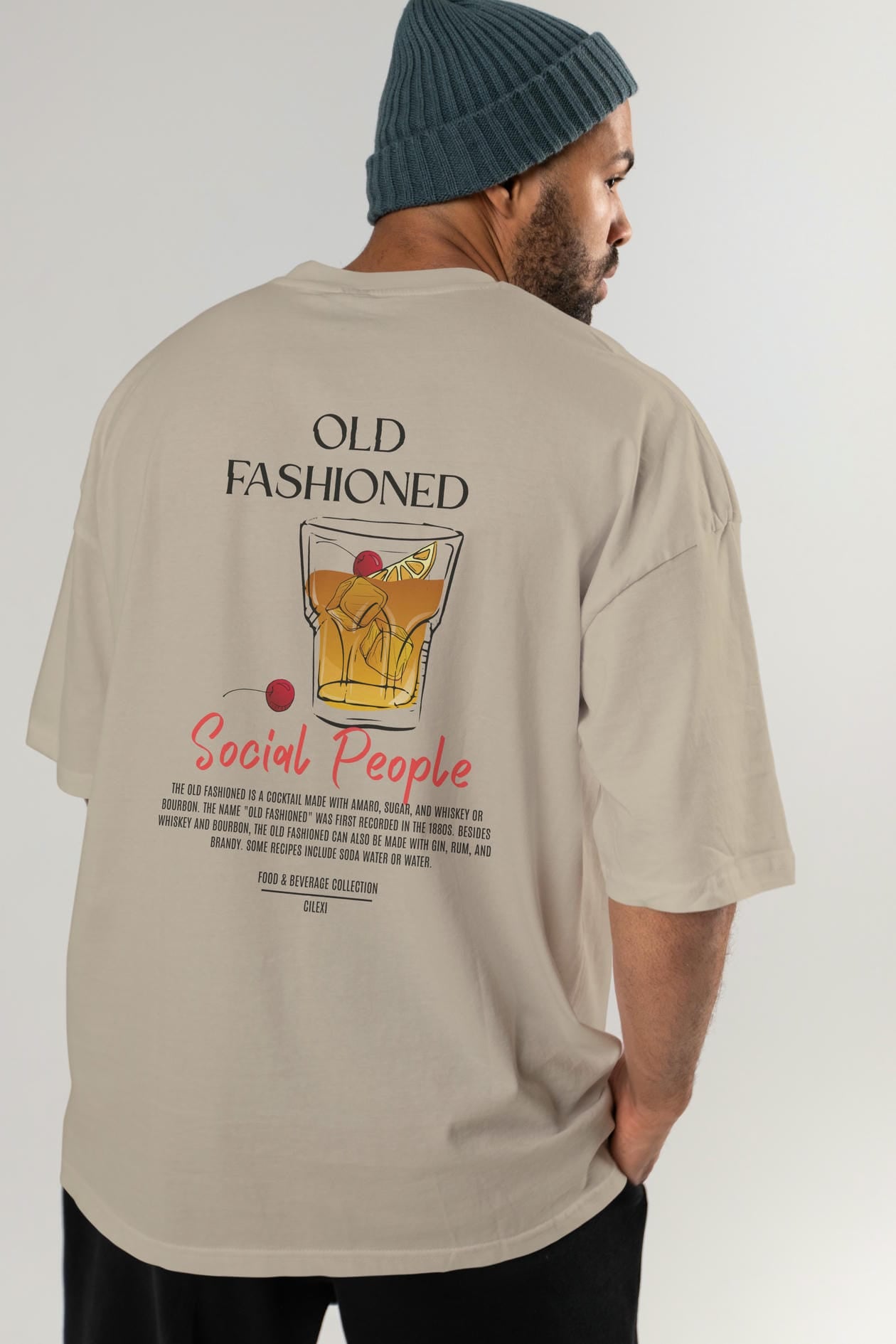 Old Fashıoned Kokteyl Serisi Baskılı Oversize t-shirt Erkek Kadın Unisex %100 Pamuk Bisiklet Yaka tişort