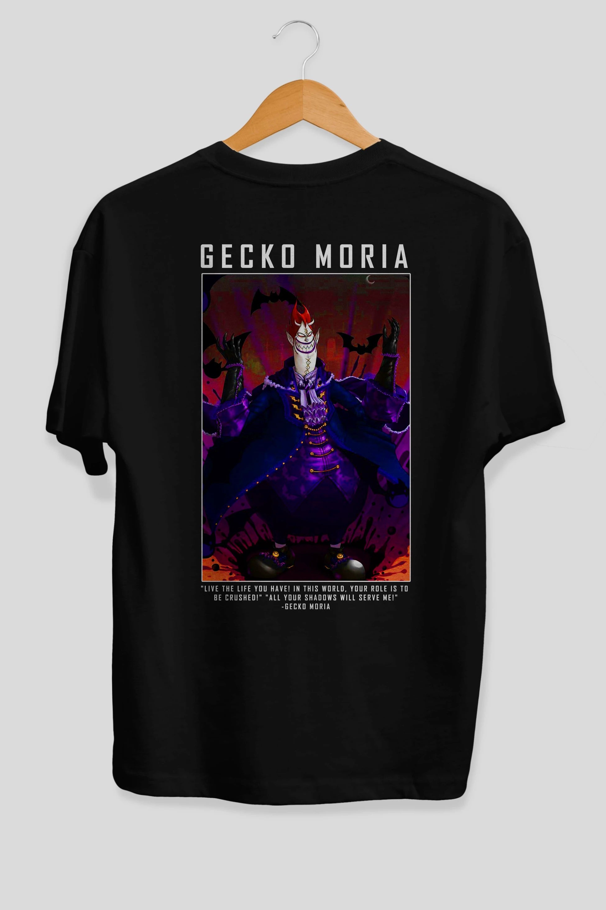 Gecko Moria Anime Arka Baskılı Oversize t-shirt Erkek Kadın Unisex %100 pamuk tişort
