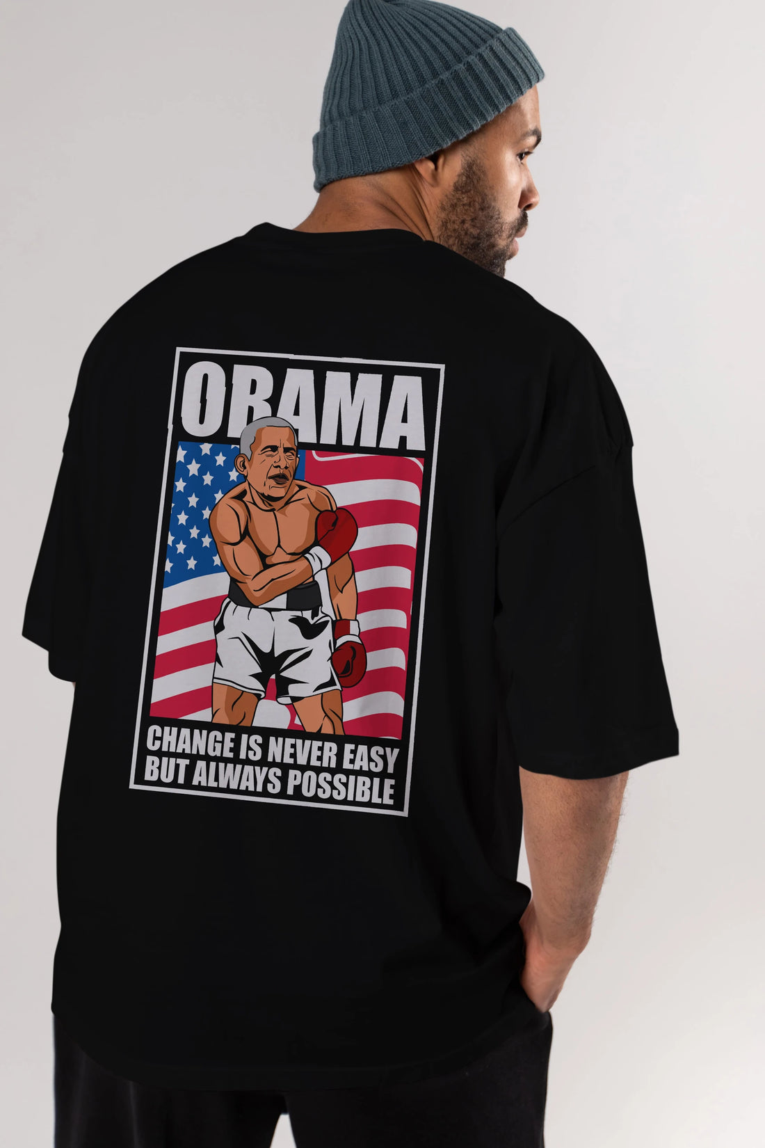 Obama Arka Baskılı Oversize t-shirt Erkek Kadın Unisex %100 Pamuk tişort