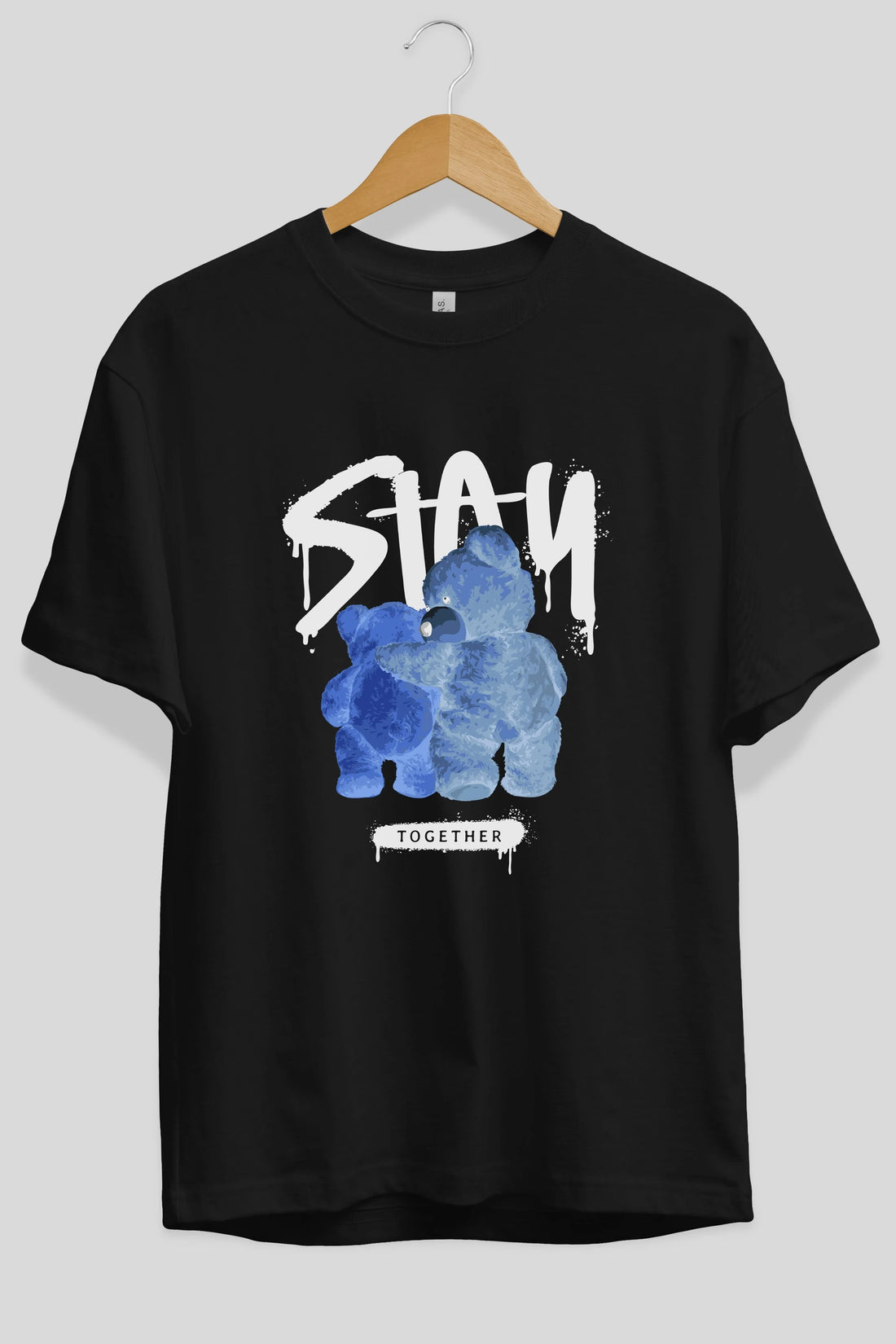 Stay Together Bear Ön Baskılı Oversize t-shirt Erkek Kadın Unisex