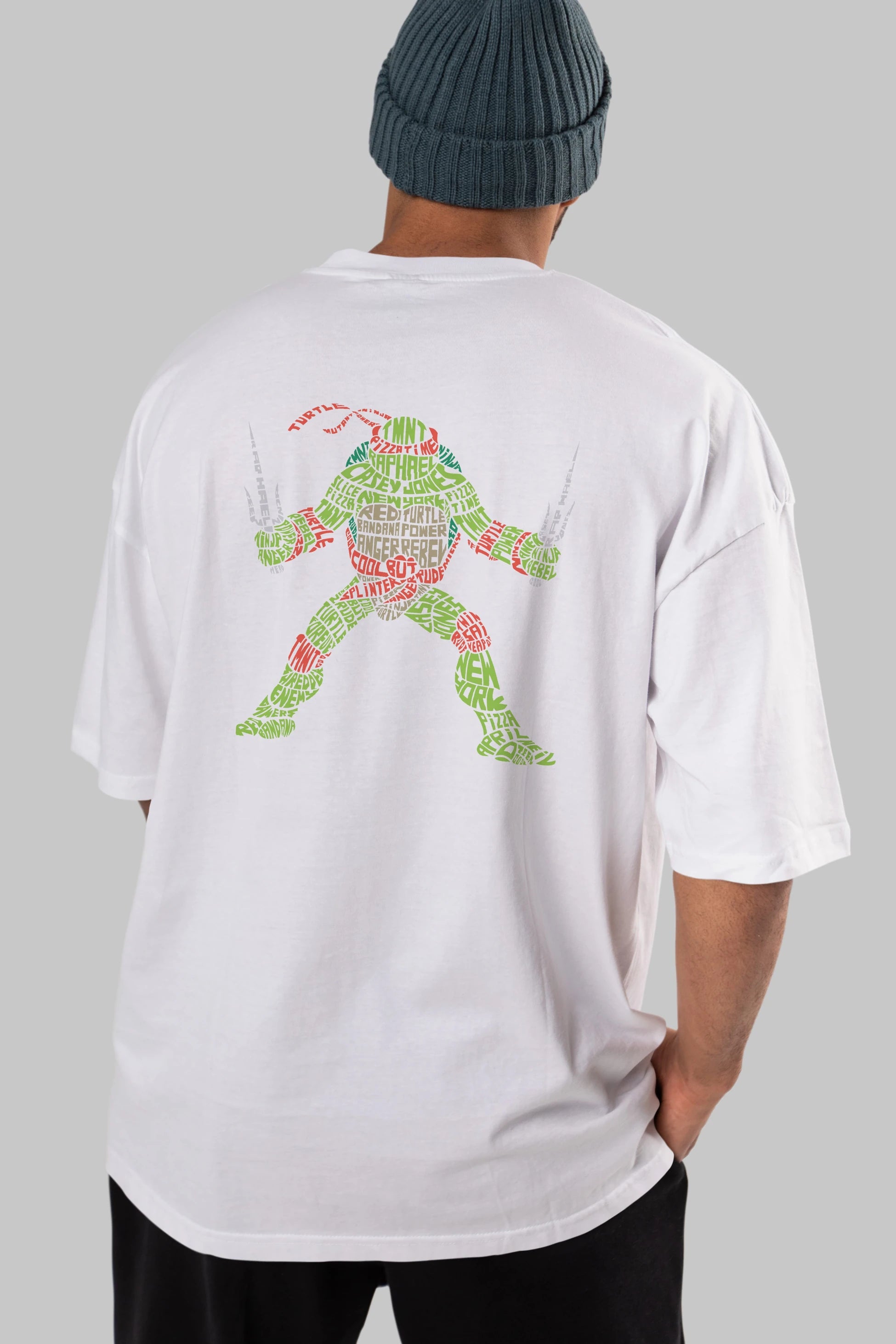 Ninja Turtle Arka Baskılı Oversize t-shirt %100 pamuk Erkek Kadın Unisex