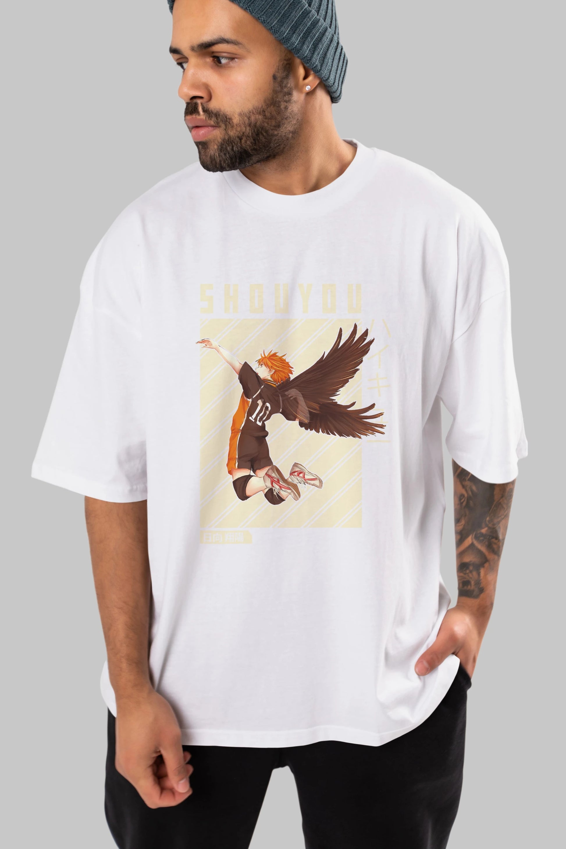 Shouyou Hinata 3 Anime Ön Baskılı Oversize t-shirt %100 pamuk Erkek Kadın Unisex