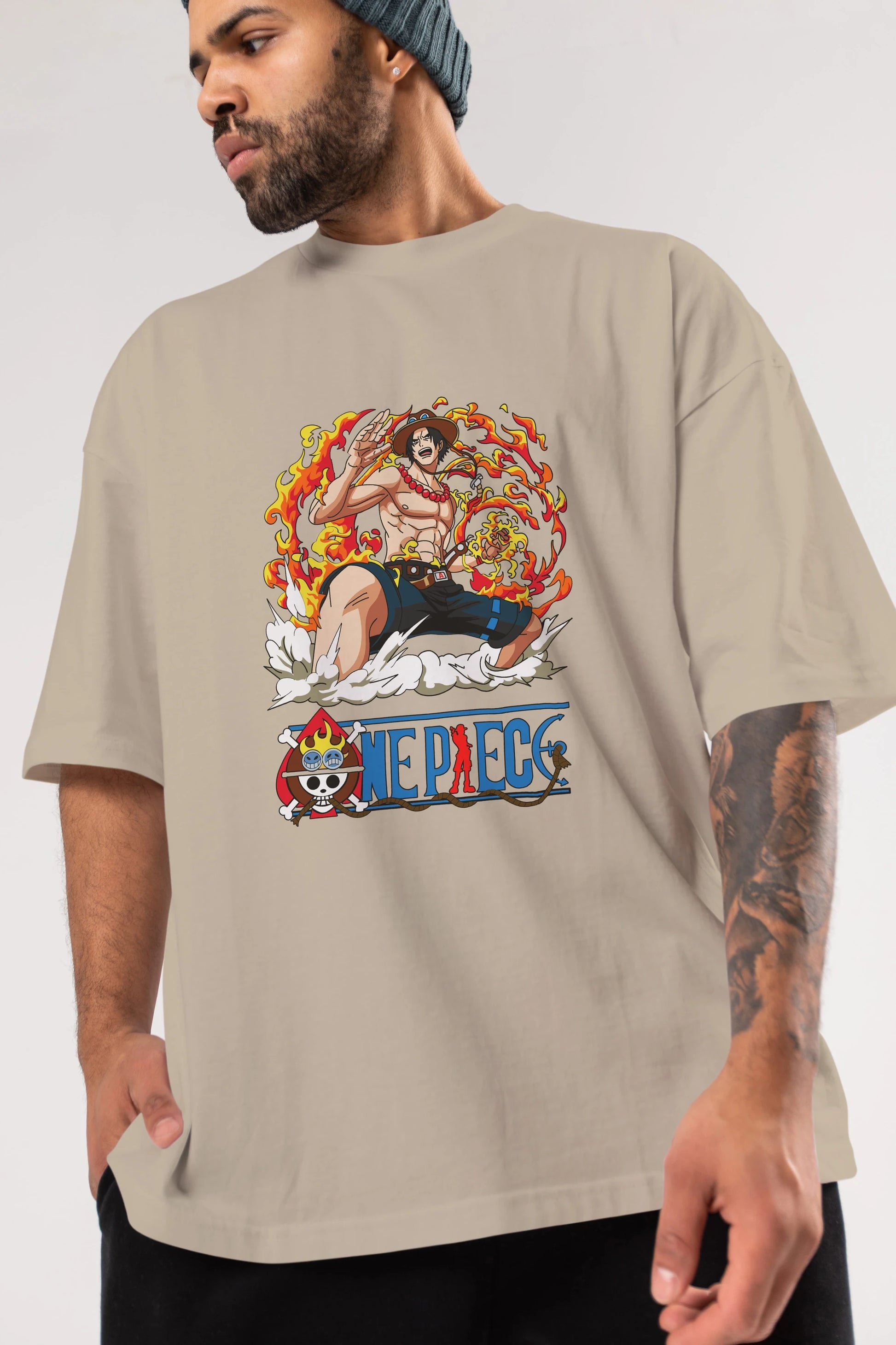 One Piece Anime Ön Baskılı Oversize t-shirt Erkek Kadın Unisex