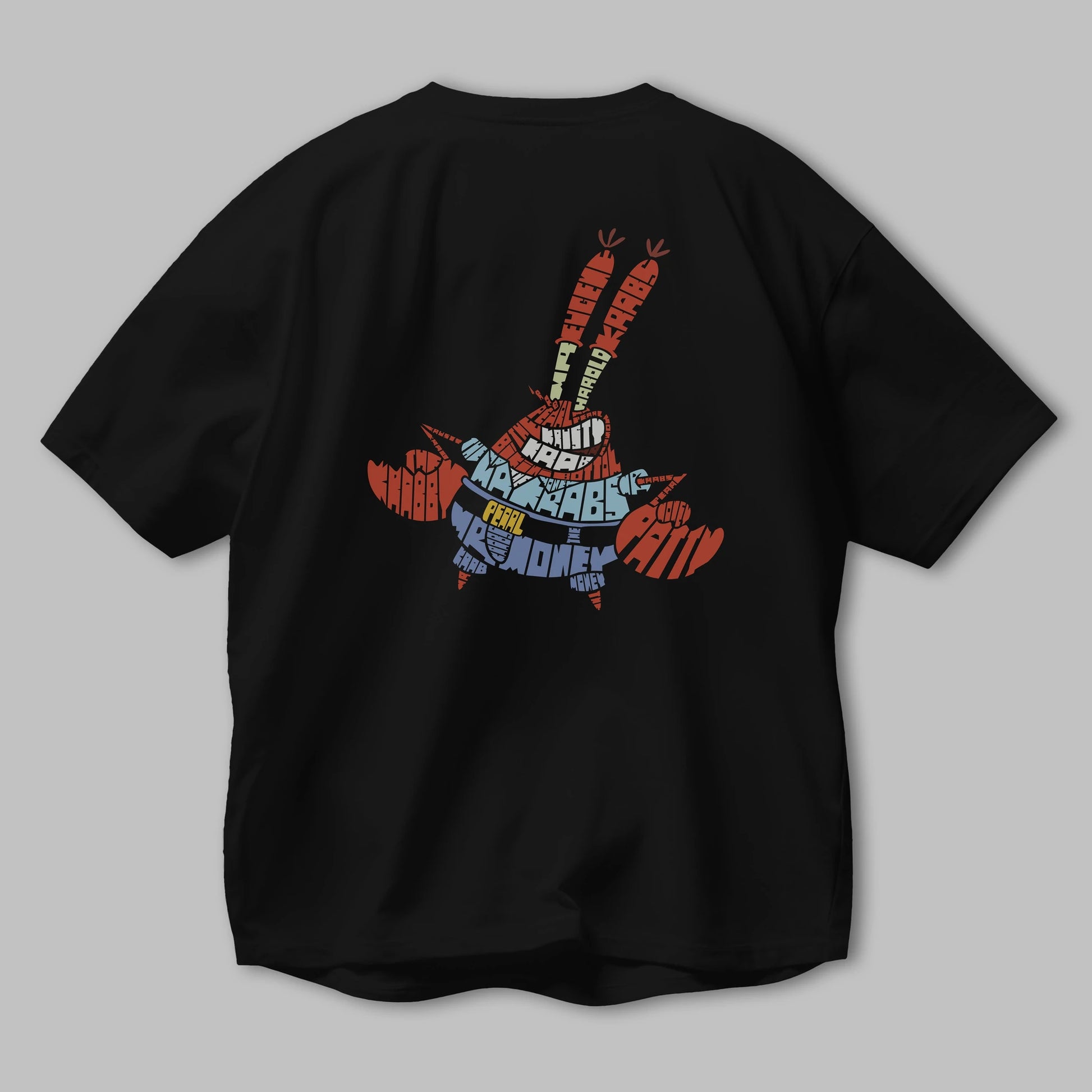 Mr Krabs Arka Baskılı Oversize t-shirt %100 pamuk Erkek Kadın Unisex