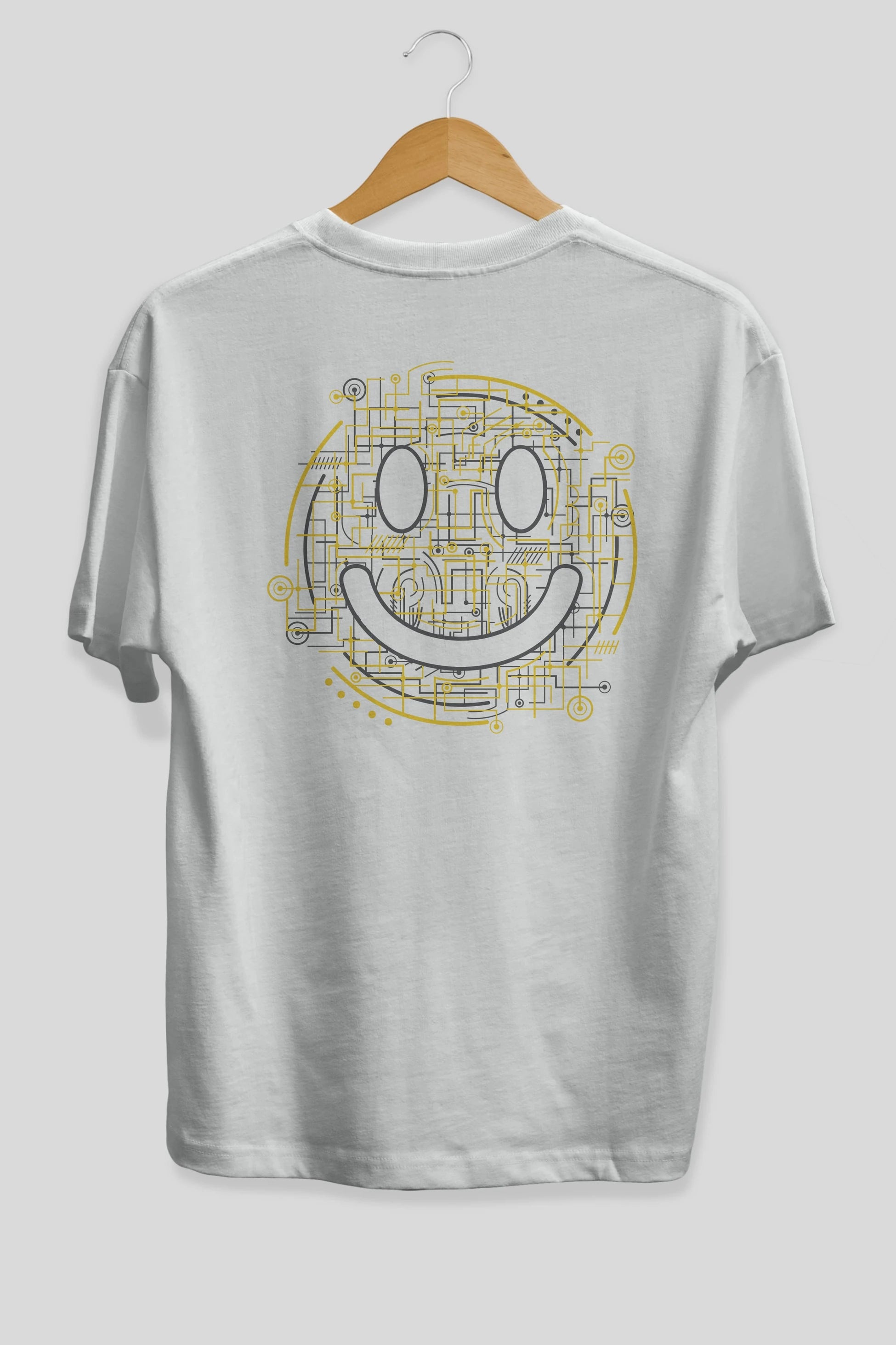 Electric Smiley Arka Baskılı Oversize t-shirt %100 pamuk Erkek Kadın Unisex