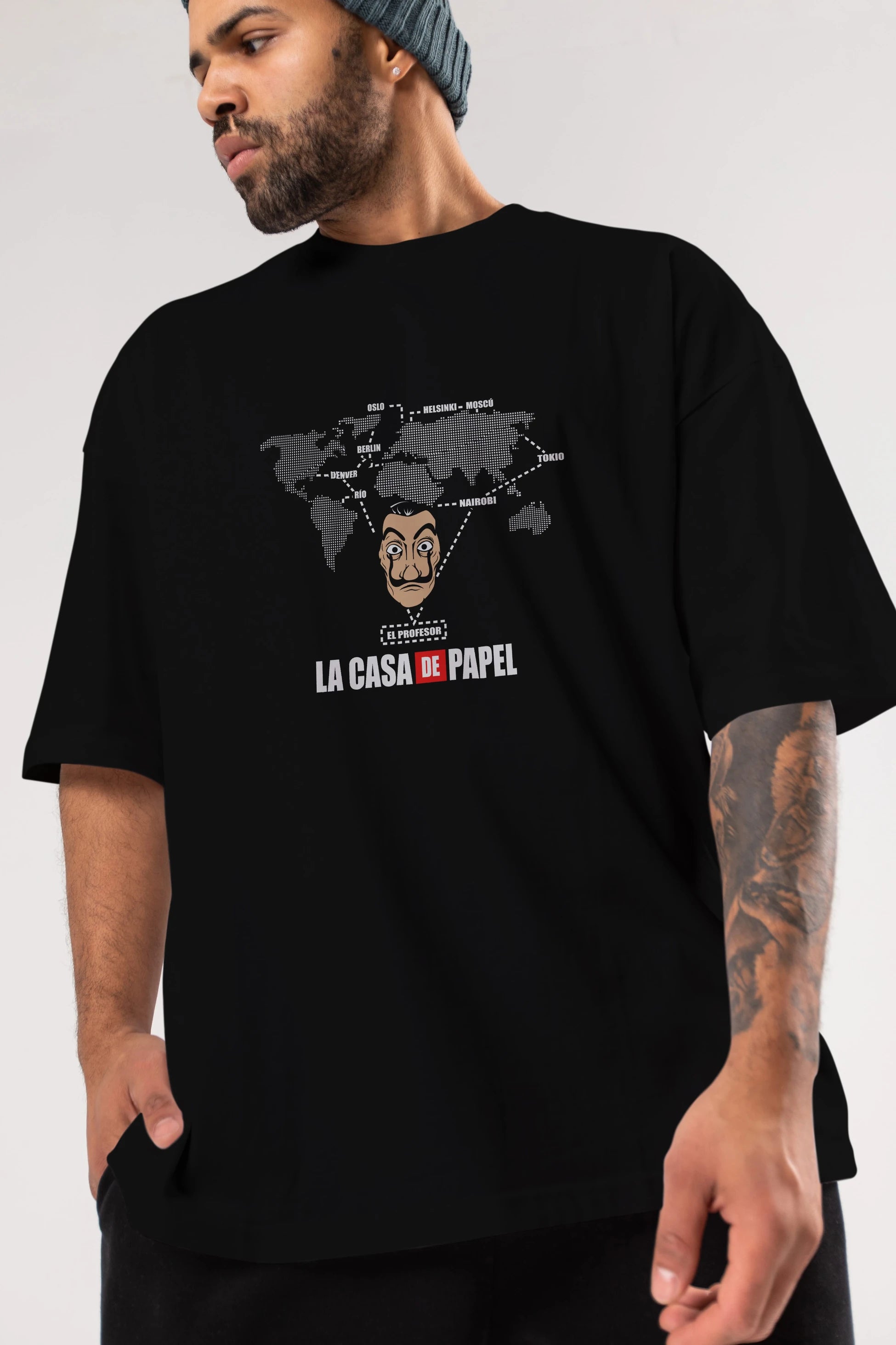 La Casa De Papel Ön Baskılı Oversize t-shirt Erkek Kadın Unisex %100 Pamuk Bisiklet Yaka tişort