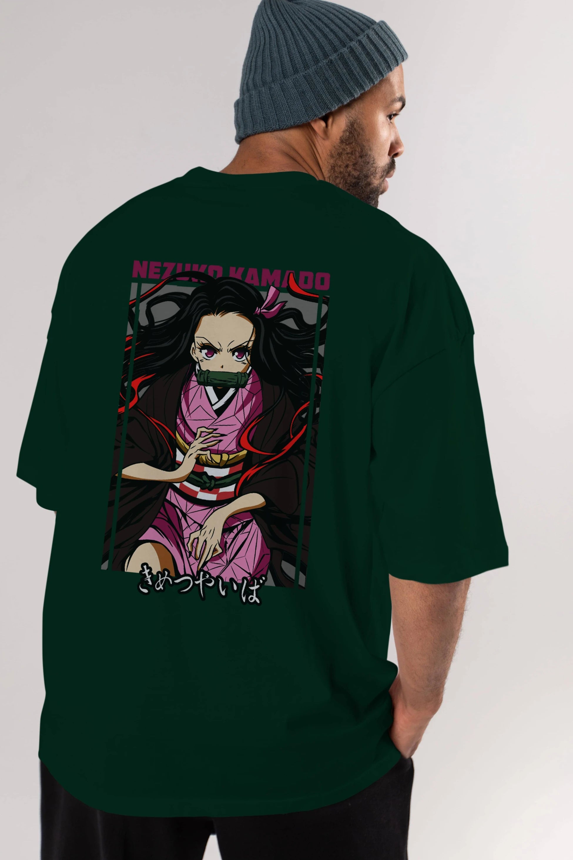 Nezuko Kamado 1 Anime Arka Baskılı Oversize t-shirt Erkek Kadın Unisex