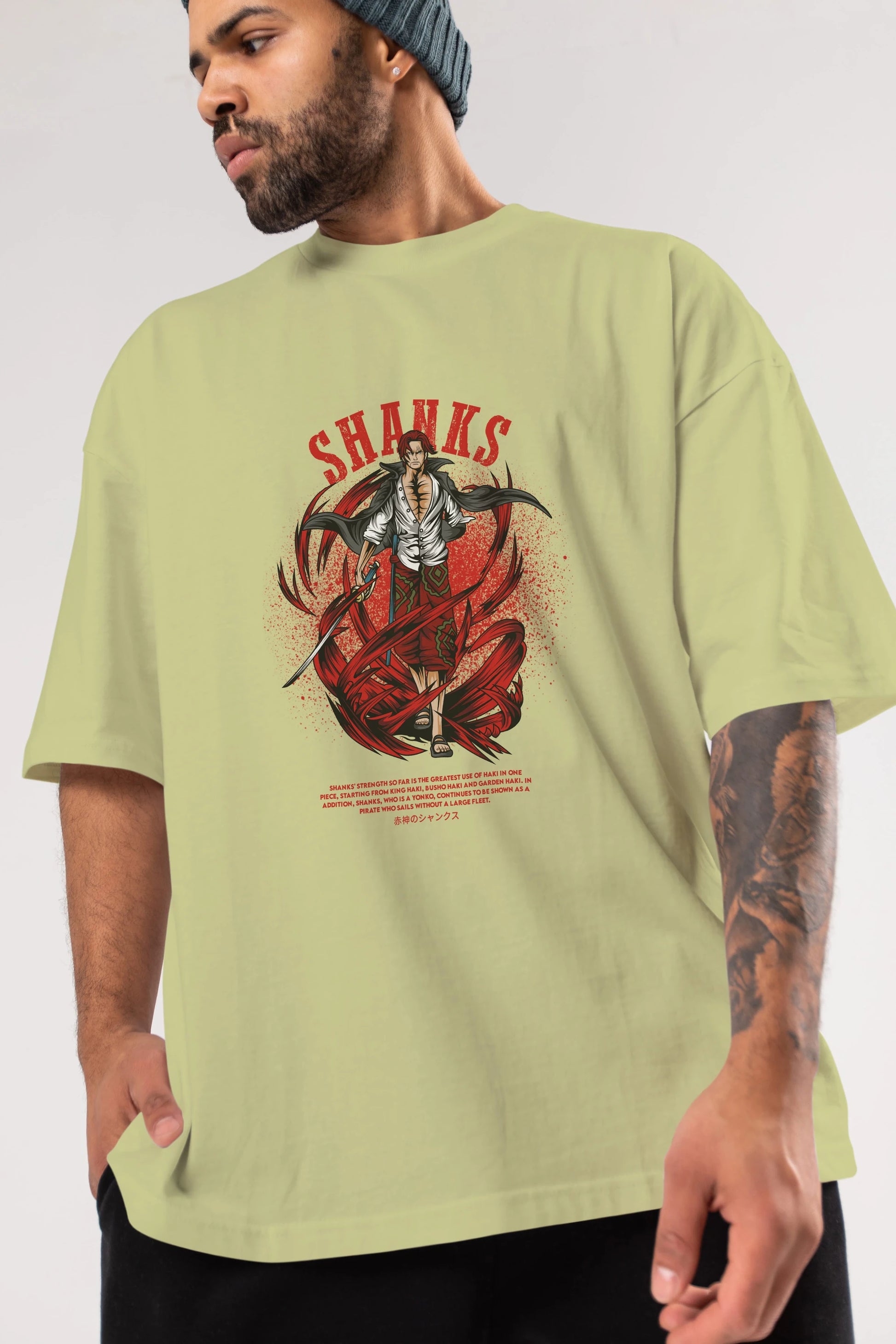 Shanks Anime Ön Baskılı Oversize t-shirt %100 pamuk Erkek Kadın Unisex
