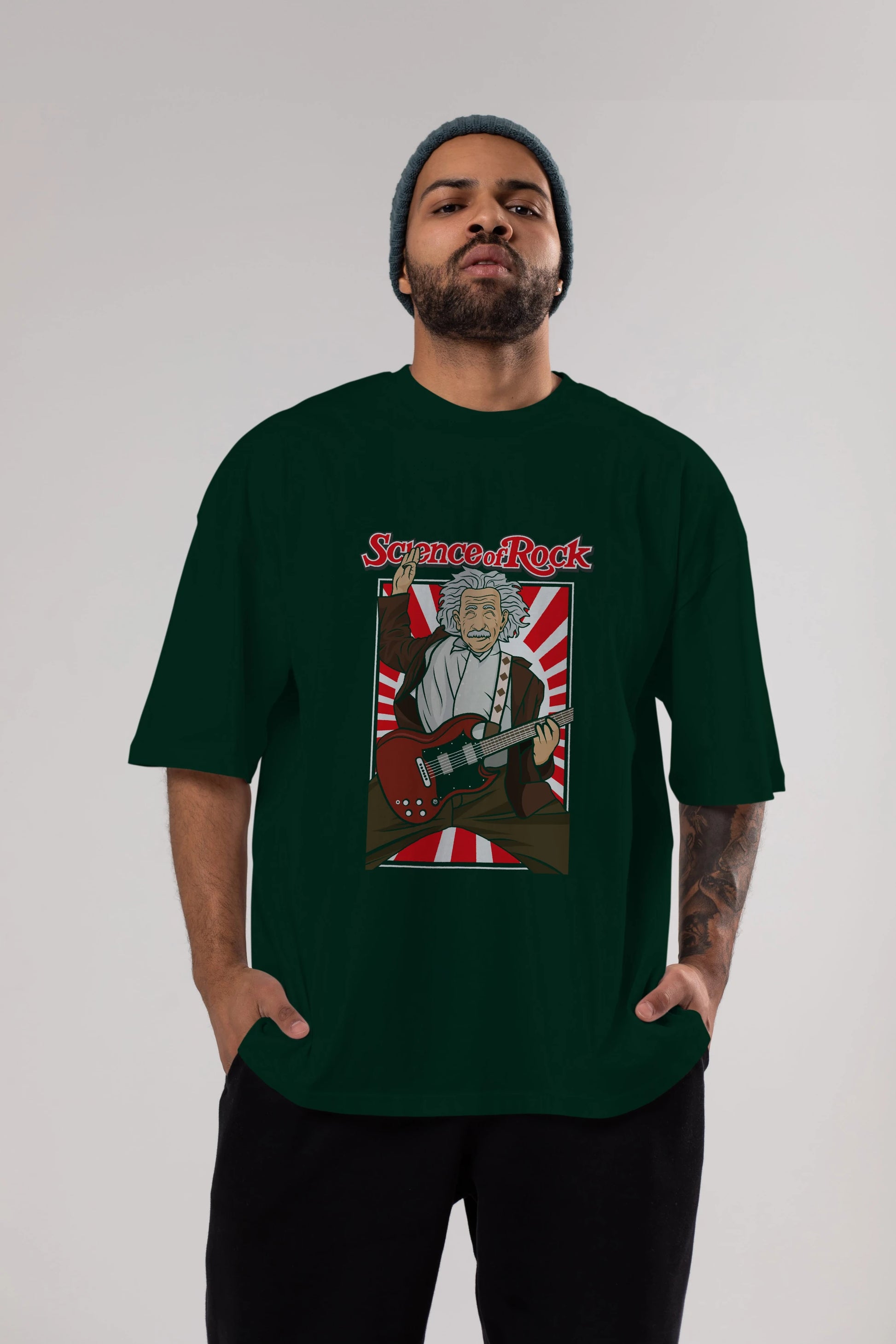 Einstein Science Of Rock Ön Baskılı Oversize t-shirt Erkek Kadın Unisex %100 Pamuk tişort