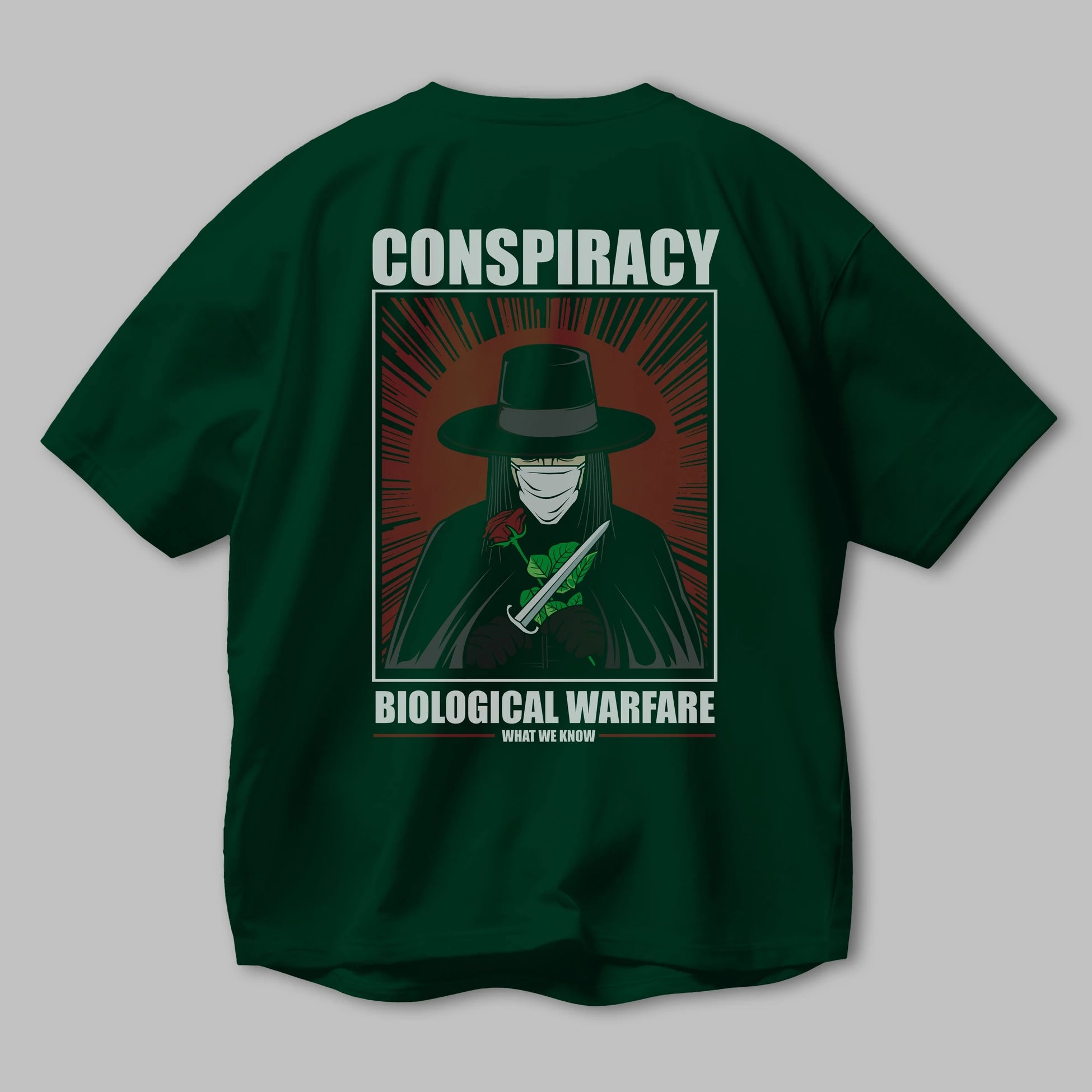 Vendetta Masker Arka Baskılı Oversize t-shirt Erkek Kadın Unisex %100 Pamuk tişort