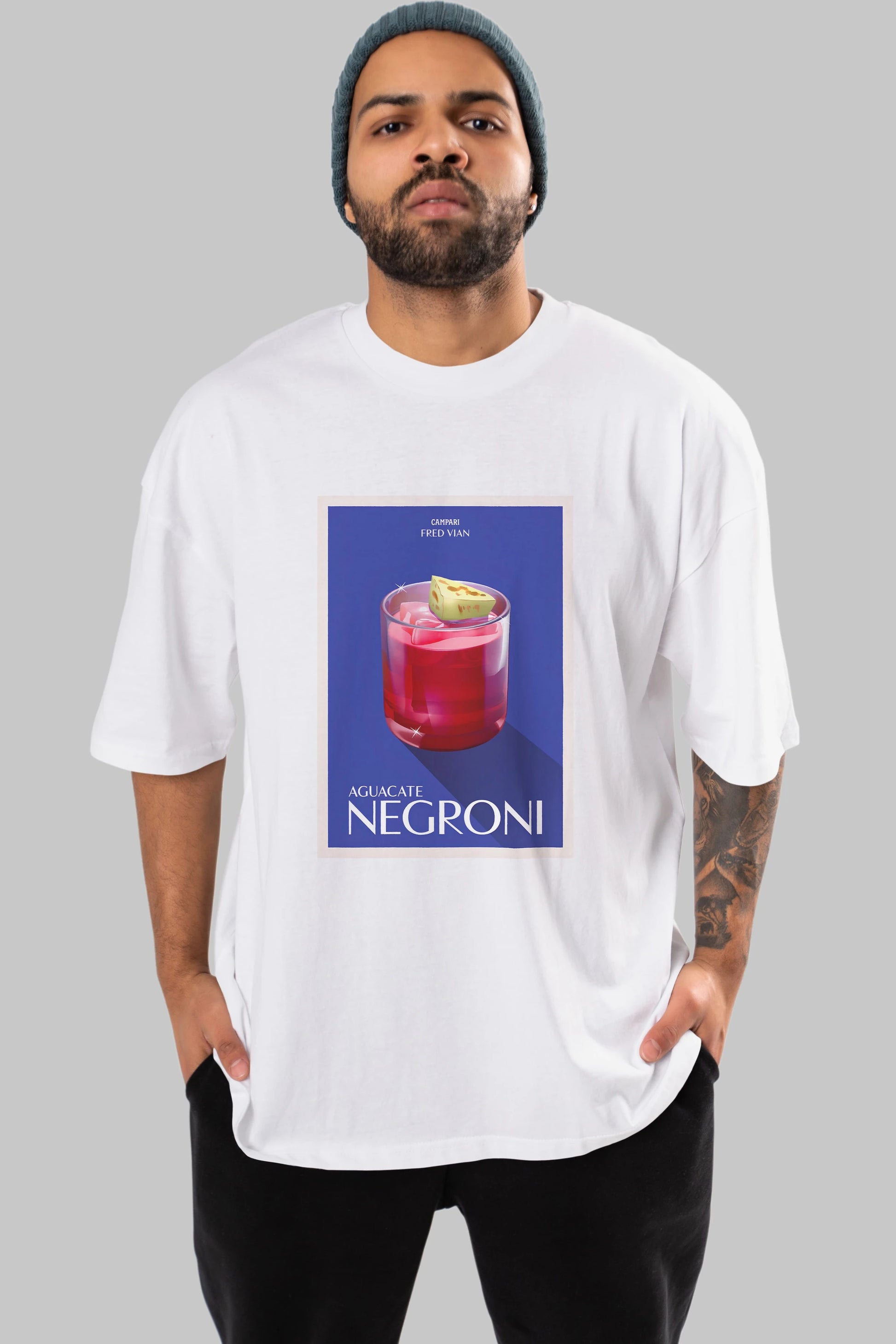 Aguacate Negroni Ön Baskılı Oversize t-shirt Erkek Kadın Unisex %100 Pamuk Bisiklet Yaka tişort