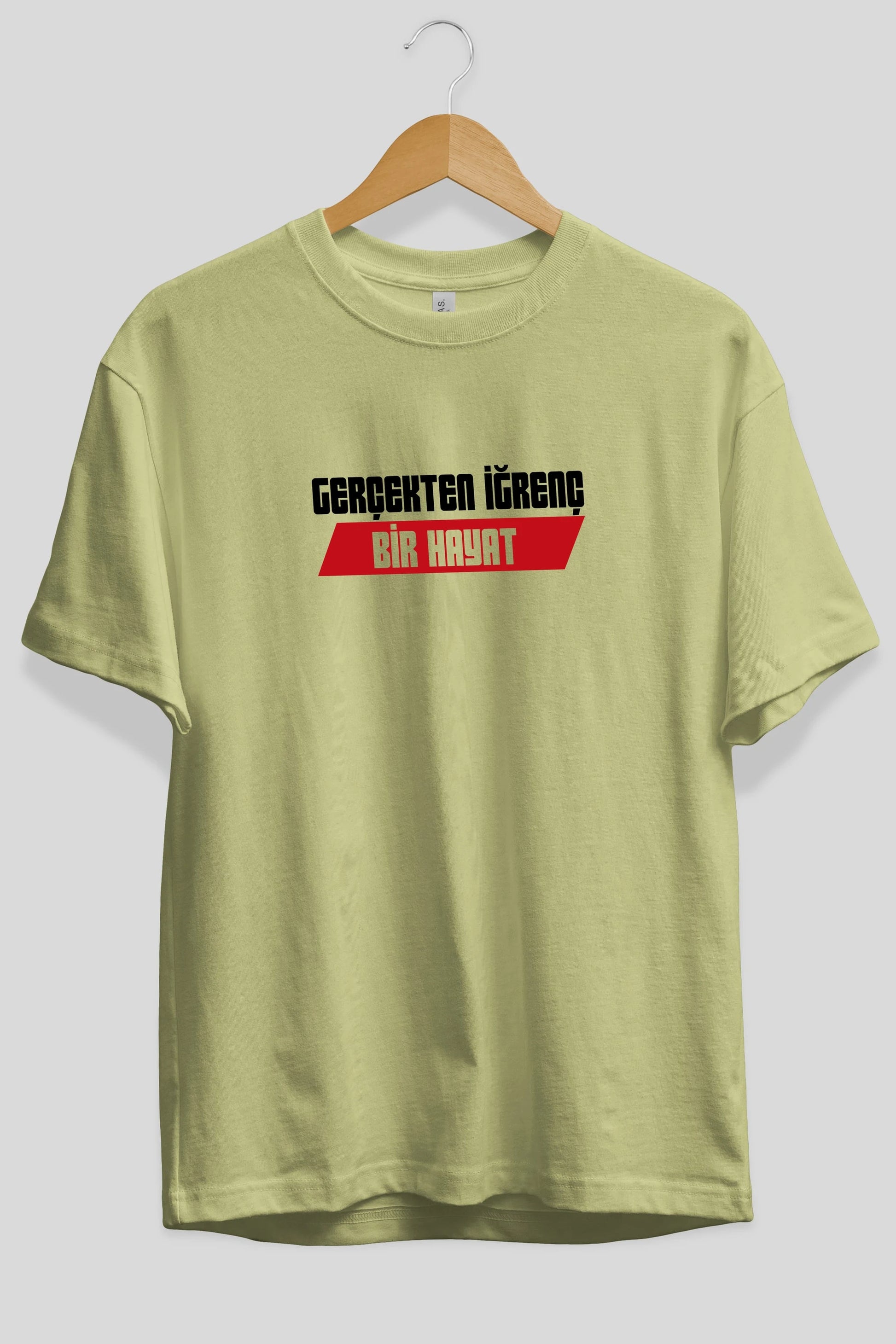 Gerçekte İğrenç Bir Hayat2 Ön Baskılı Oversize t-shirt %100 pamuk Erkek Kadın Unisex