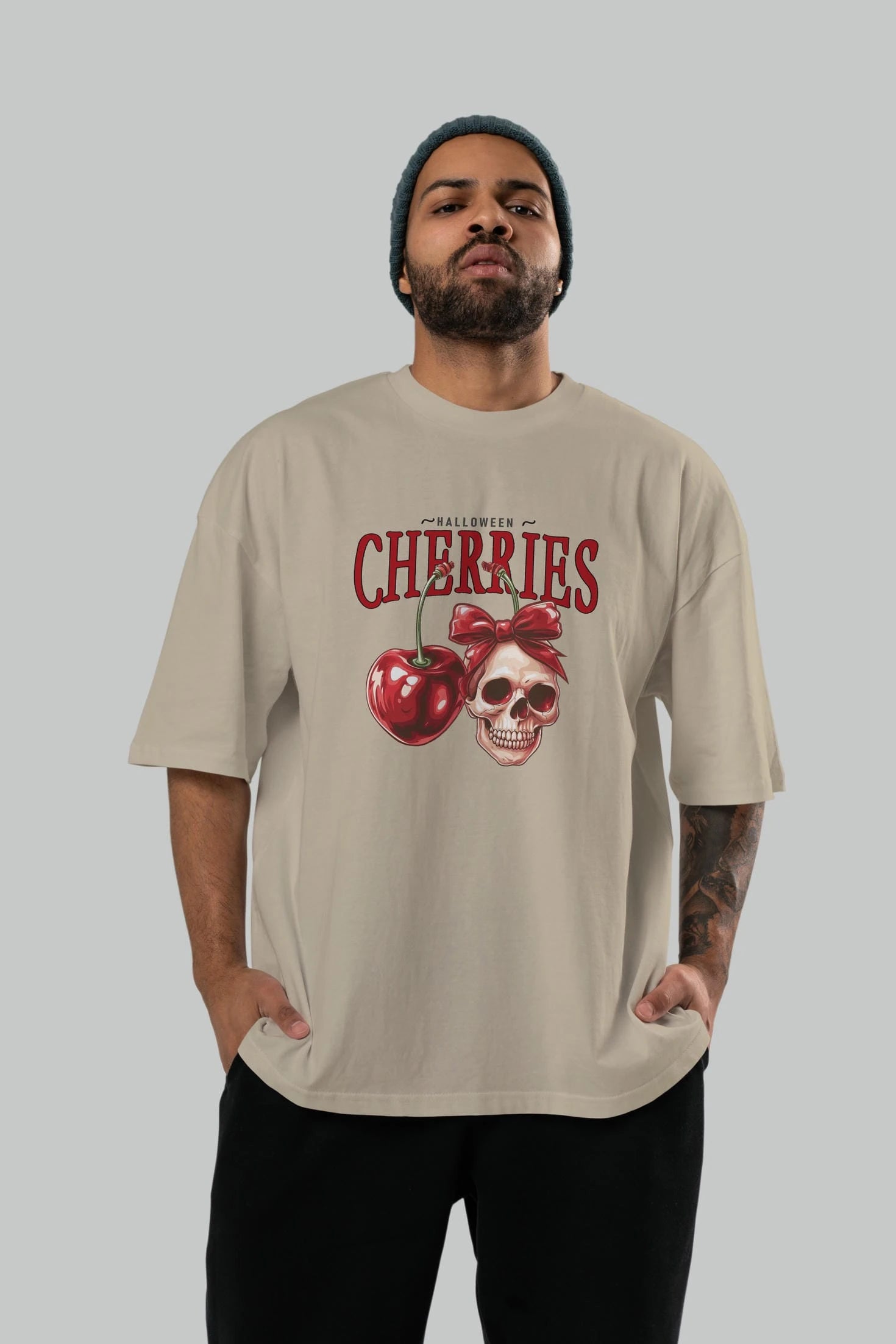 Cherry Cherries 1 Ön Baskılı Oversize t-shirt Erkek Kadın Pamuk Bisiklet Yaka tişort