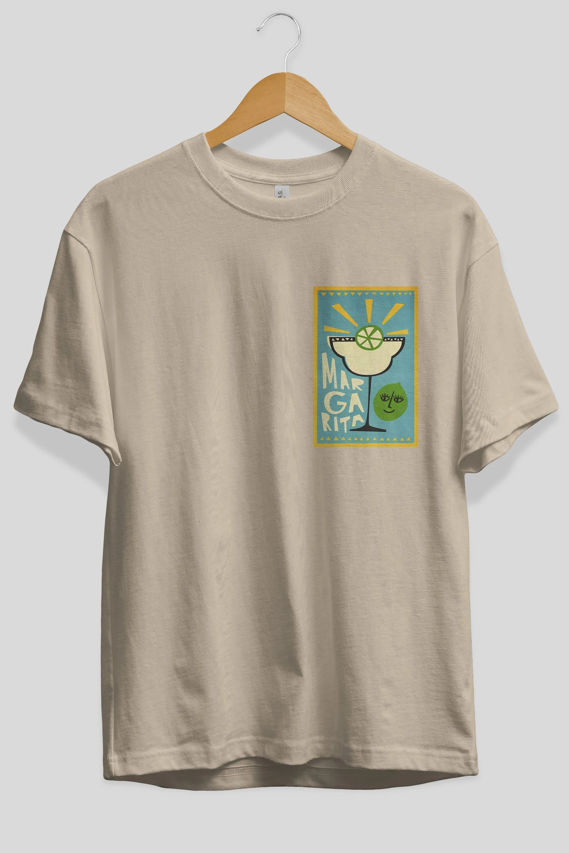 Margarita 4 Ön Sol Baskılı Oversize t-shirt Erkek Kadın Unisex %100 Pamuk Bisiklet Yaka tişort