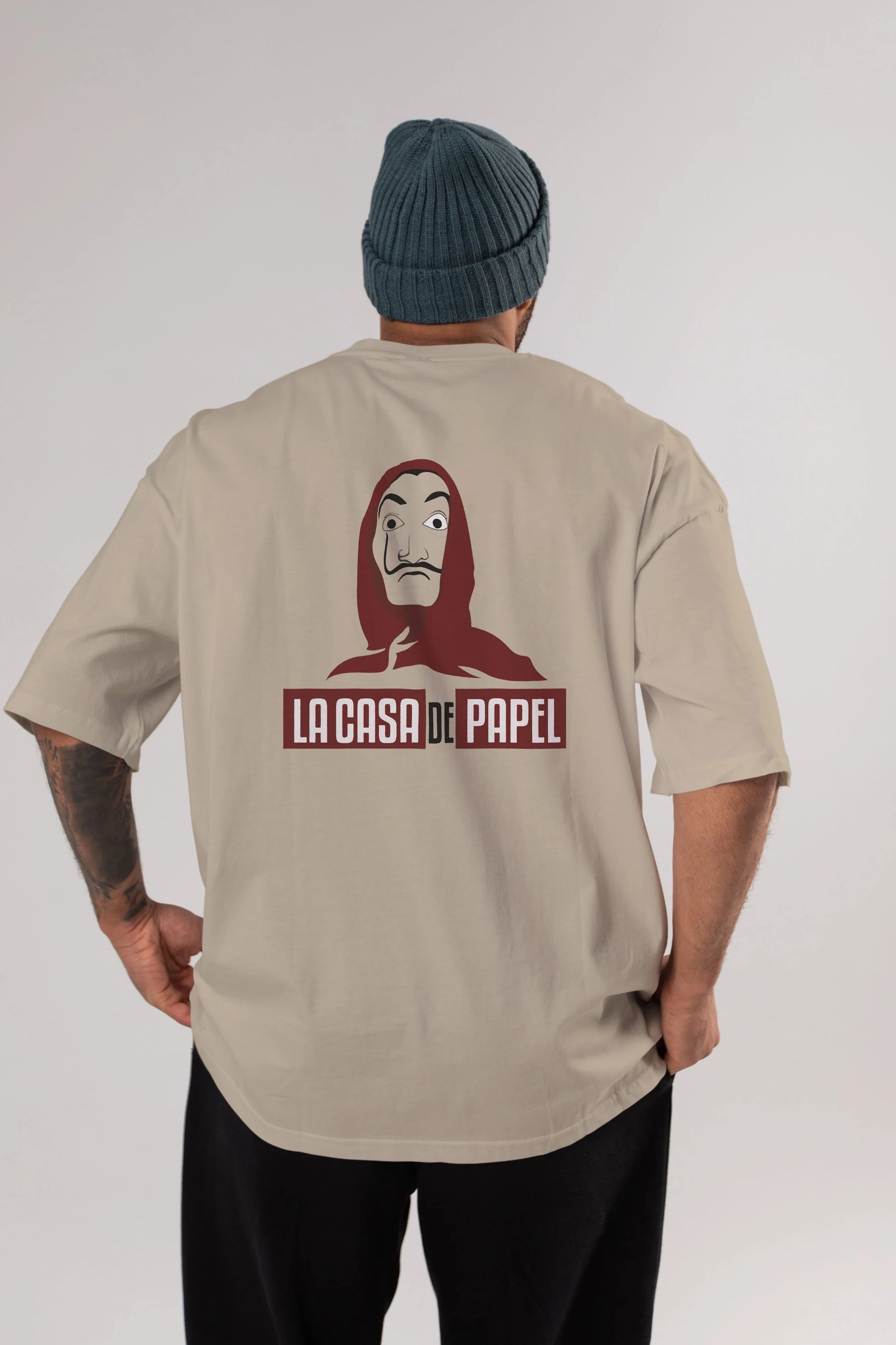 La Casa De Papel (1) Arka Baskılı Oversize t-shirt Erkek Kadın Unisex %100 Pamuk Bisiklet Yaka tişort