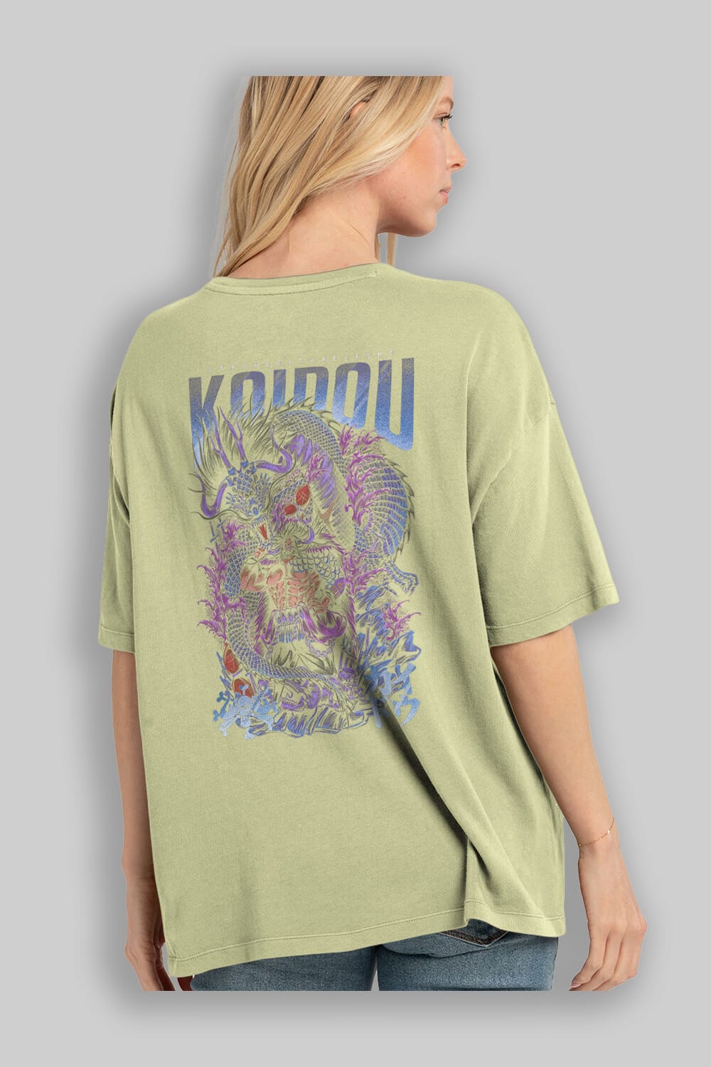 KAIDOU ONE PIECE Anime Arka Baskılı Oversize t-shirt Erkek Kadın Unisex