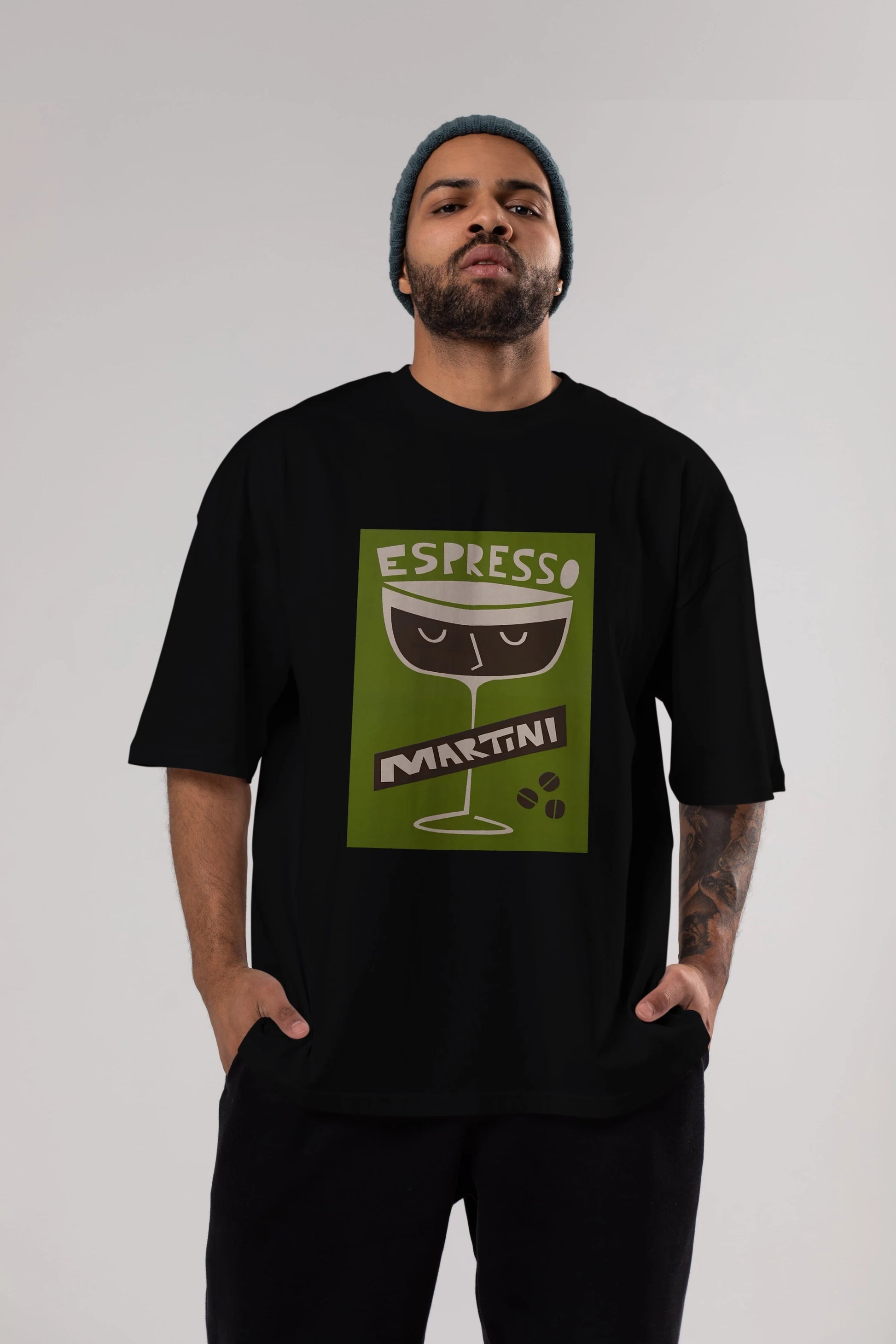 Espresso Martini 2 Ön Baskılı Oversize t-shirt Erkek Kadın Unisex %100 Pamuk Bisiklet Yaka tişort