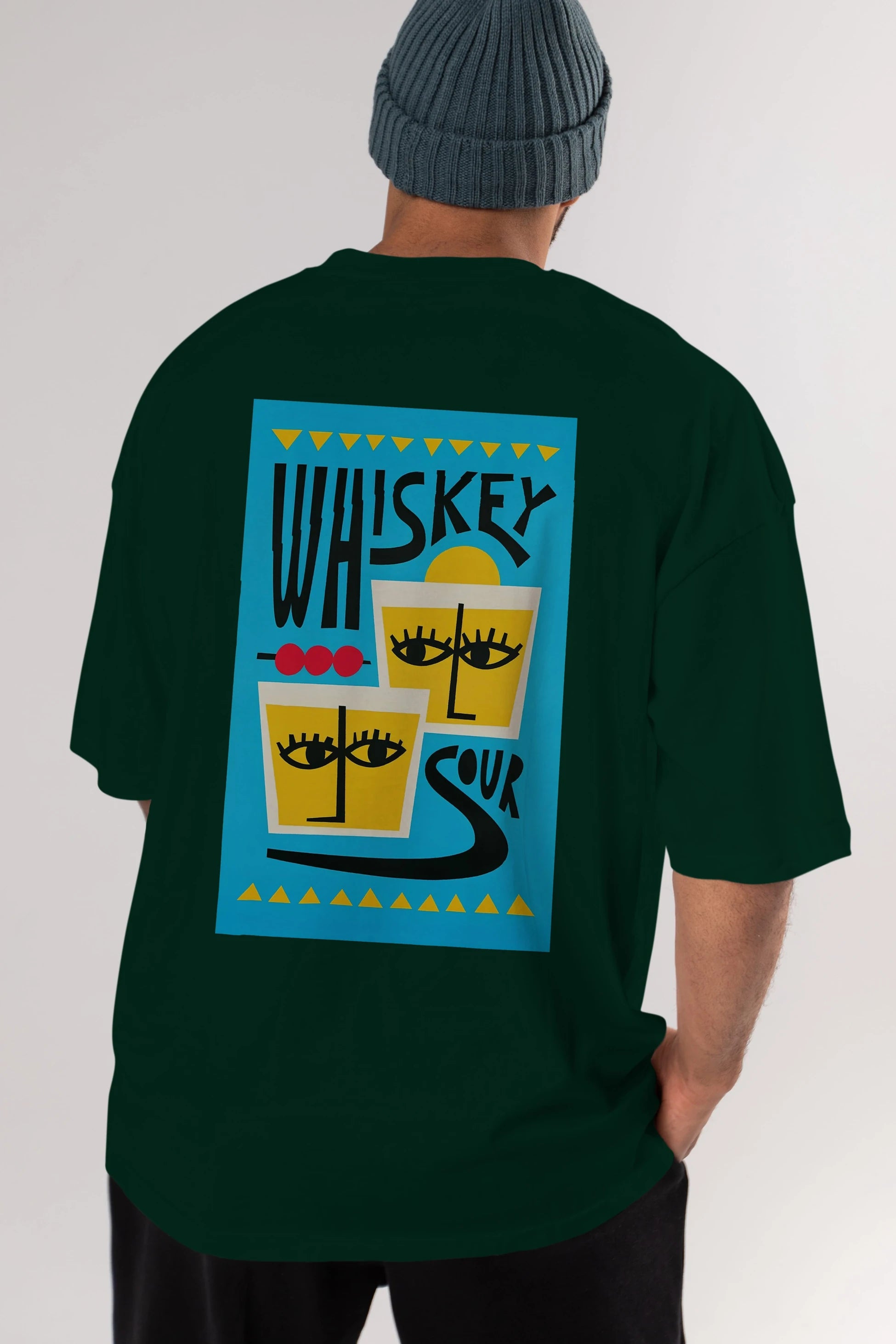 Whiskey Sour 2 Arka Baskılı Oversize t-shirt Erkek Kadın Unisex %100 Pamuk Bisiklet Yaka tişort