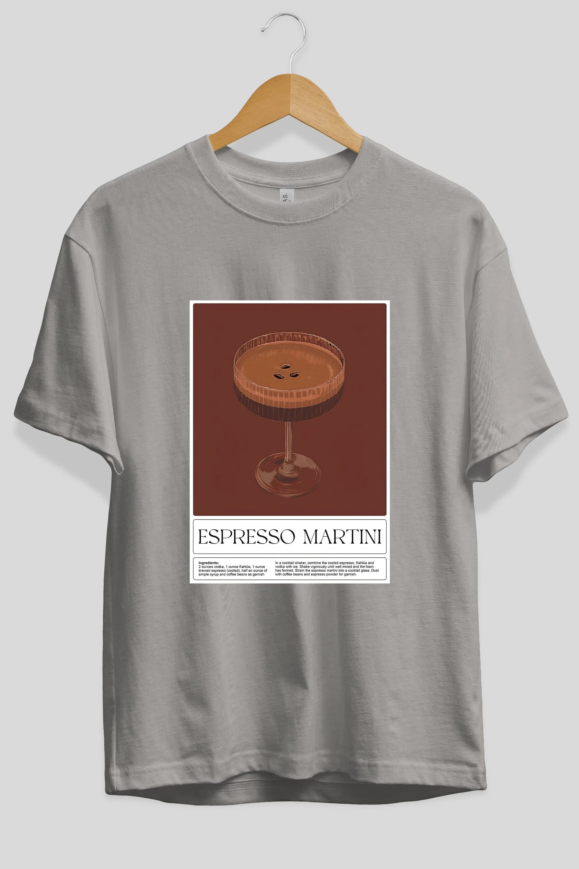 Espresso Martini Ön Baskılı Oversize t-shirt Erkek Kadın Unisex %100 Pamuk Bisiklet Yaka tişort