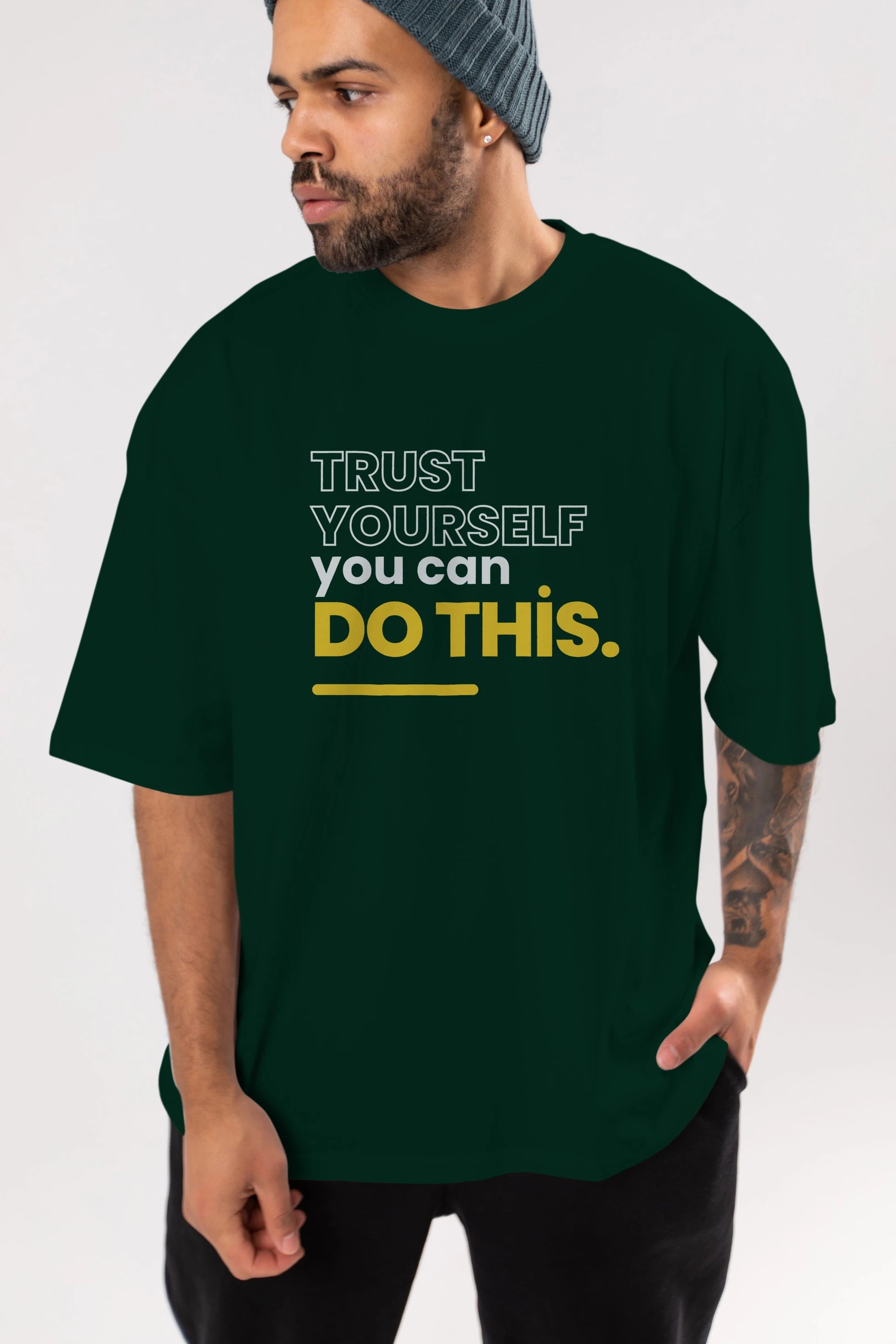 Trust Yourself Yazılı Ön Baskılı Oversize t-shirt Erkek Kadın Unisex