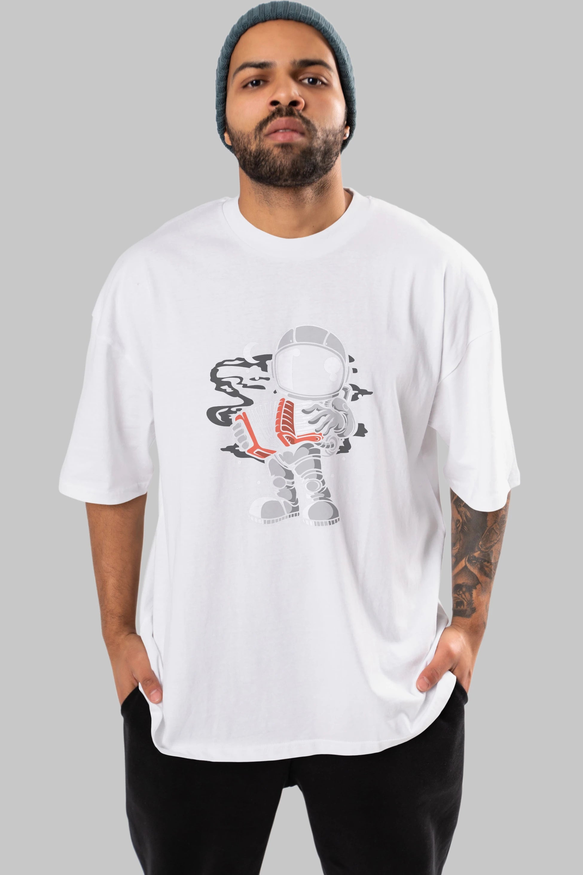 Astronaut Accordion Ön Baskılı Oversize t-shirt Erkek Kadın Unisex