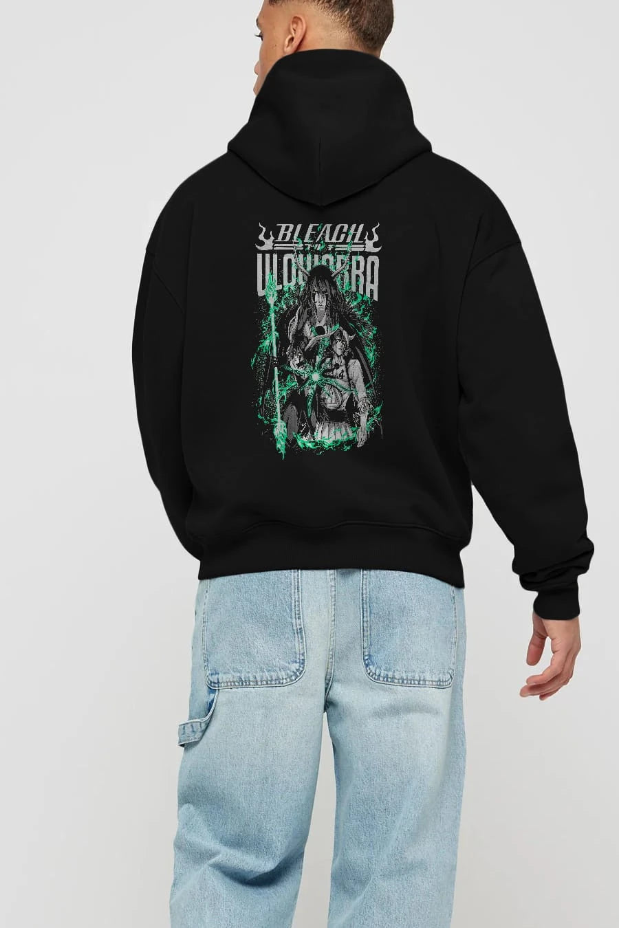 BLEACH(ULQUIARRA) Anime Arka Baskılı Hoodie Oversize Kapüşonlu Sweatshirt Erkek Kadın Unisex