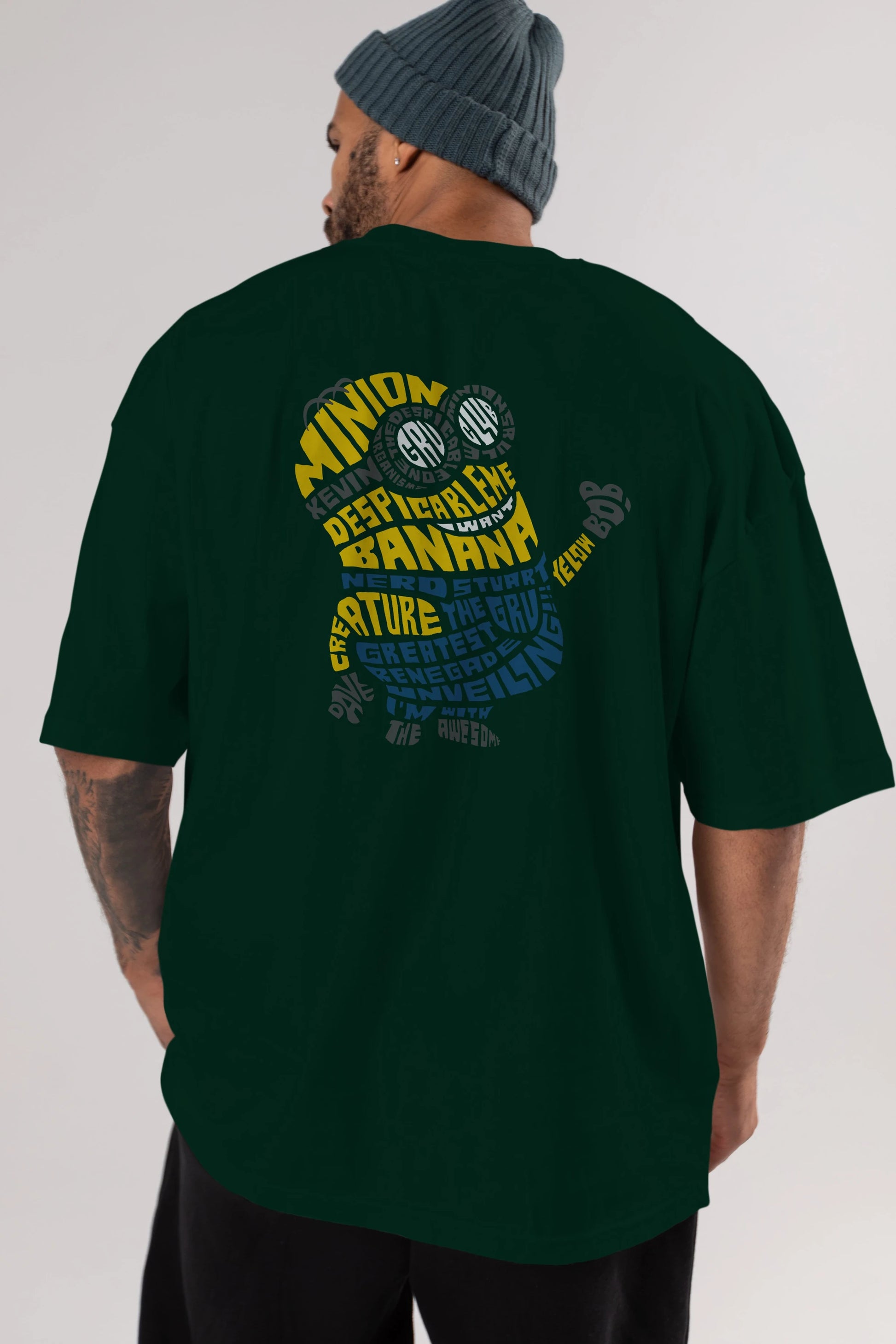 Minion Arka Baskılı Oversize t-shirt %100 pamuk Erkek Kadın Unisex