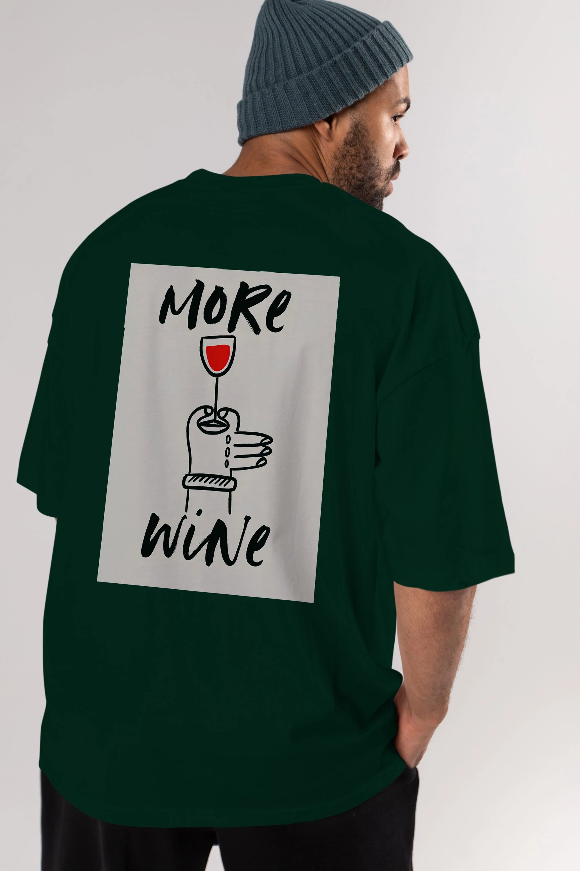 More Wine 2 Arka Baskılı Oversize t-shirt Erkek Kadın Unisex %100 Pamuk Bisiklet Yaka tişort