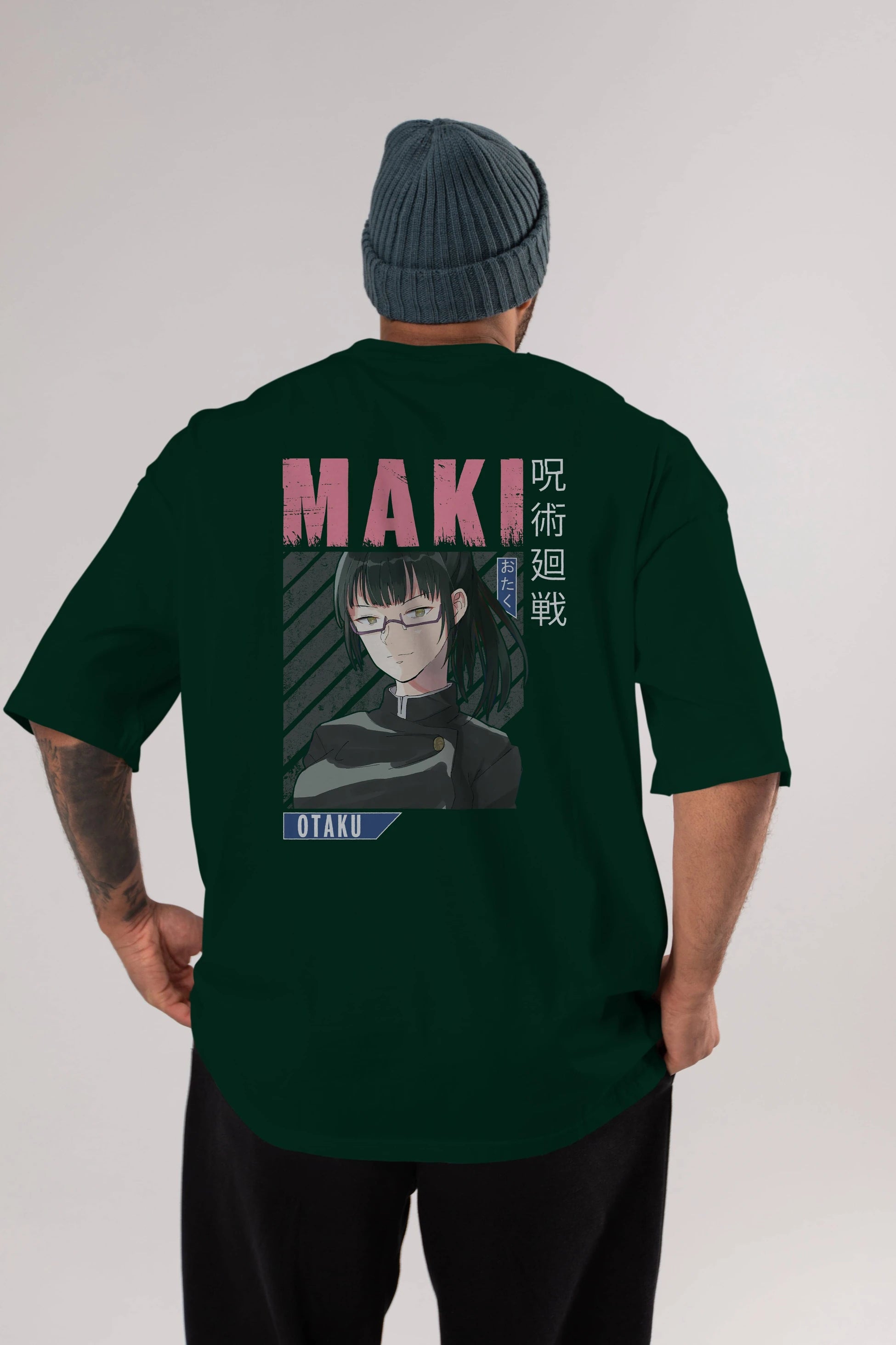 Maki Zenin CHAINSAWMAN 1 Anime Arka Baskılı Oversize t-shirt Erkek Kadın Unisex