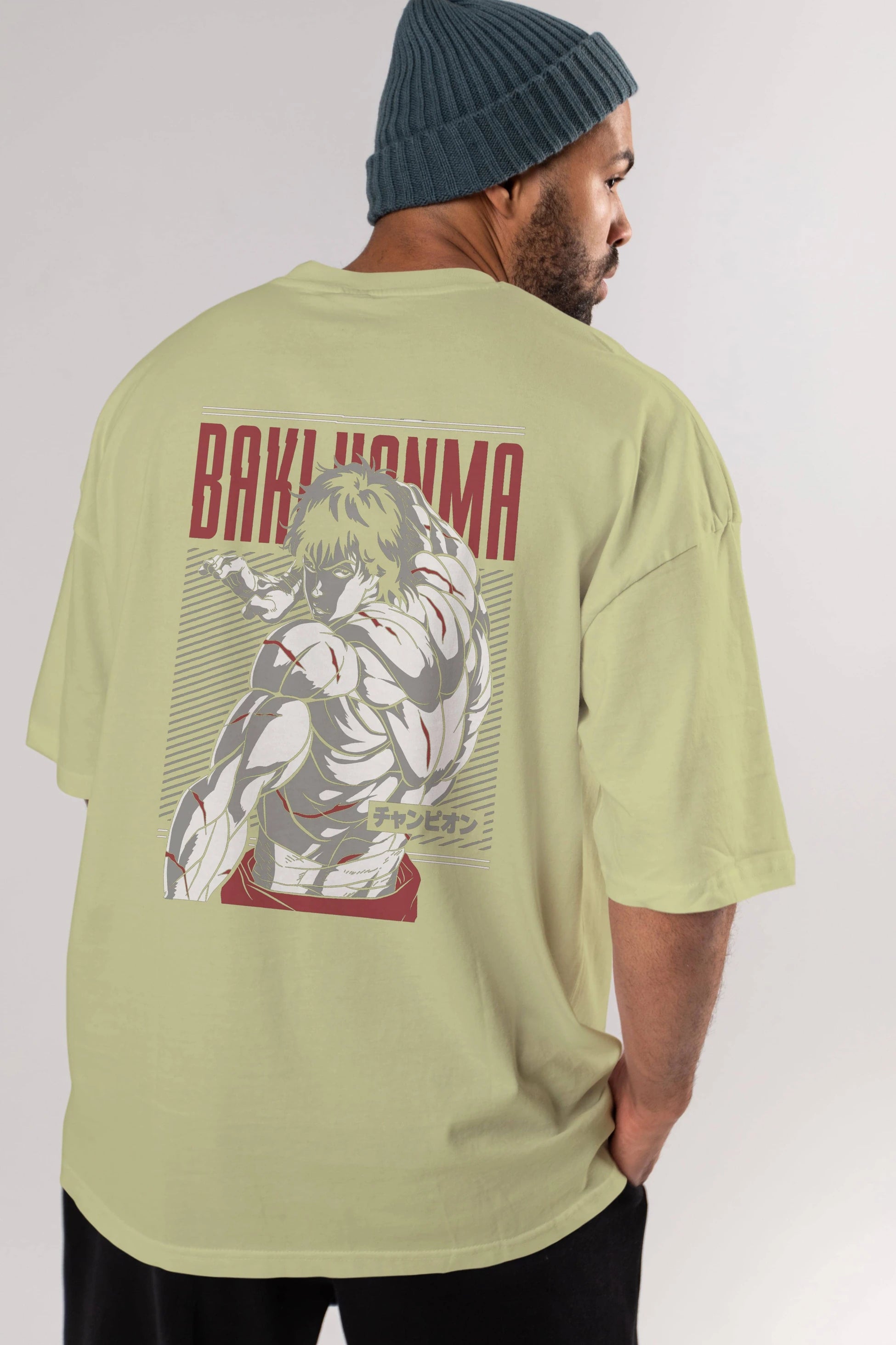 BAKI HANMA Anime Arka Baskılı Oversize t-shirt Erkek Kadın Unisex
