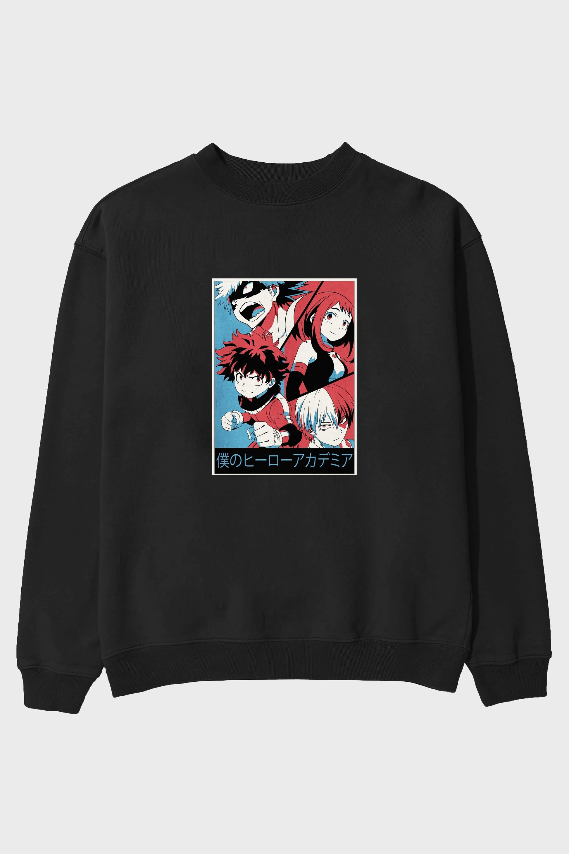 BokuNoHero Anime Ön Baskılı Oversize Sweatshirt Erkek Kadın Unisex