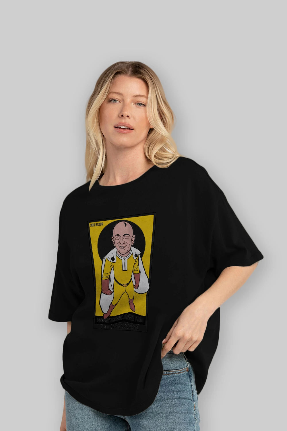 Jeff Bezos Saitama Ön Baskılı Oversize t-shirt Erkek Kadın Unisex %100 Pamuk tişort