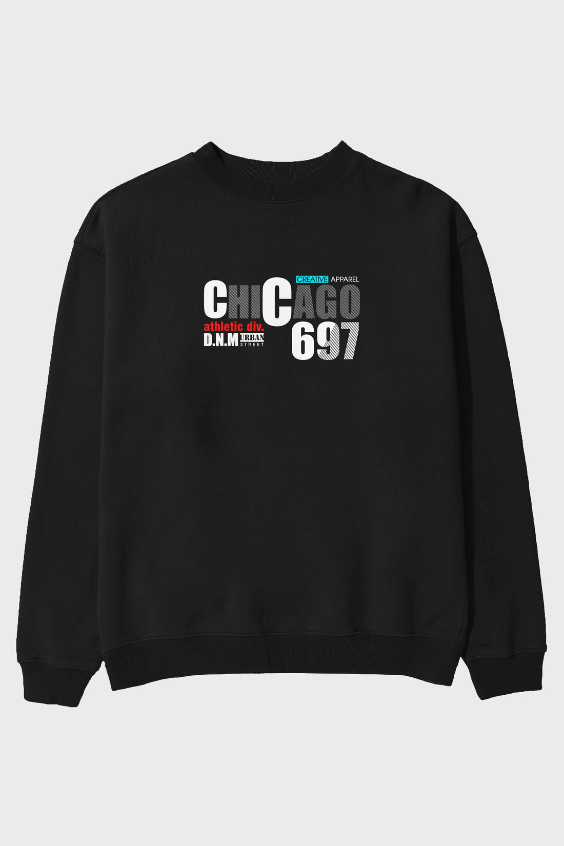 Chicago 697 Ön Baskılı Oversize Sweatshirt Erkek Kadın Unisex