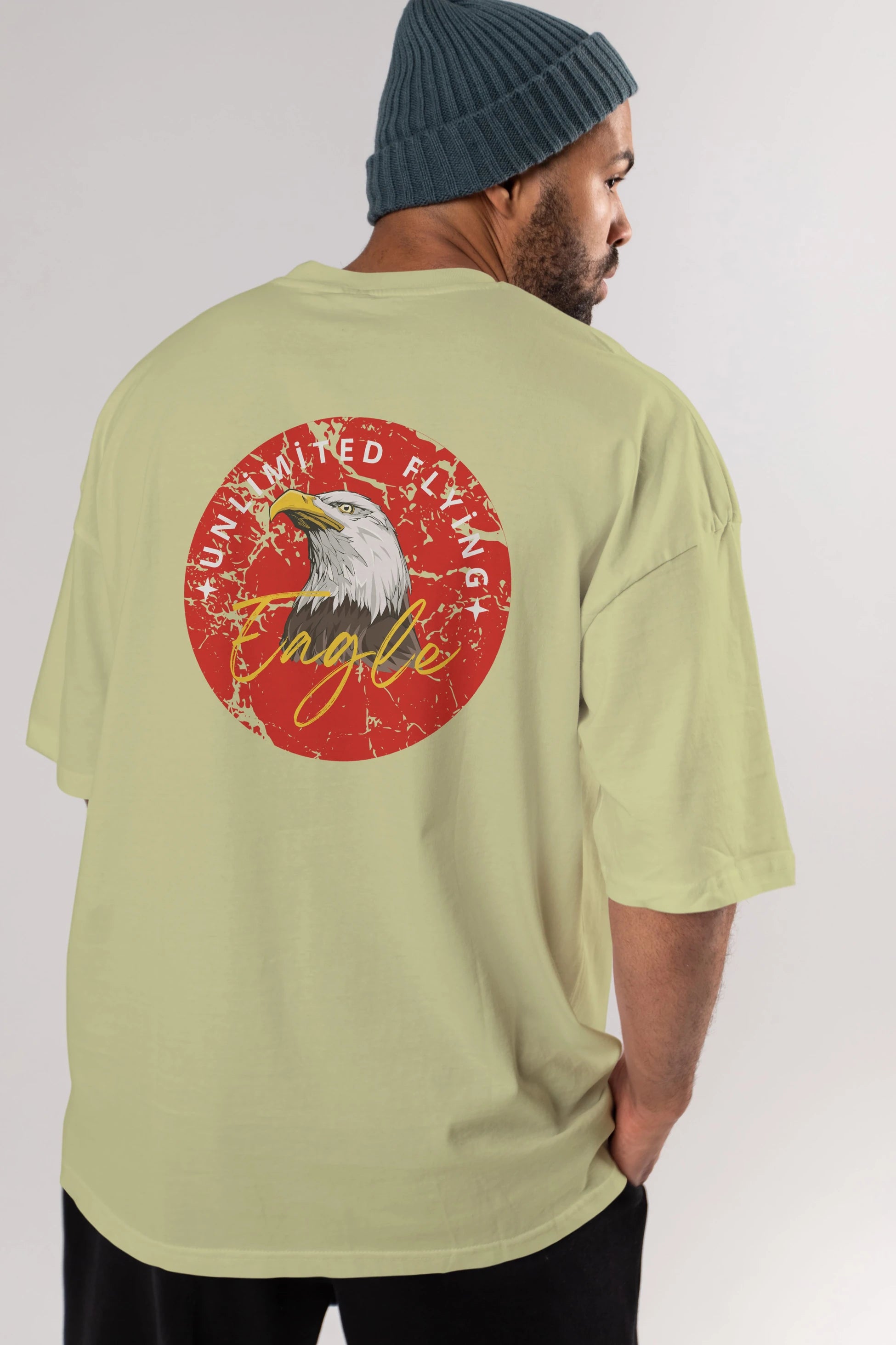 Unlimited Flying Yazılı Arka Baskılı Oversize t-shirt Erkek Kadın Unisex