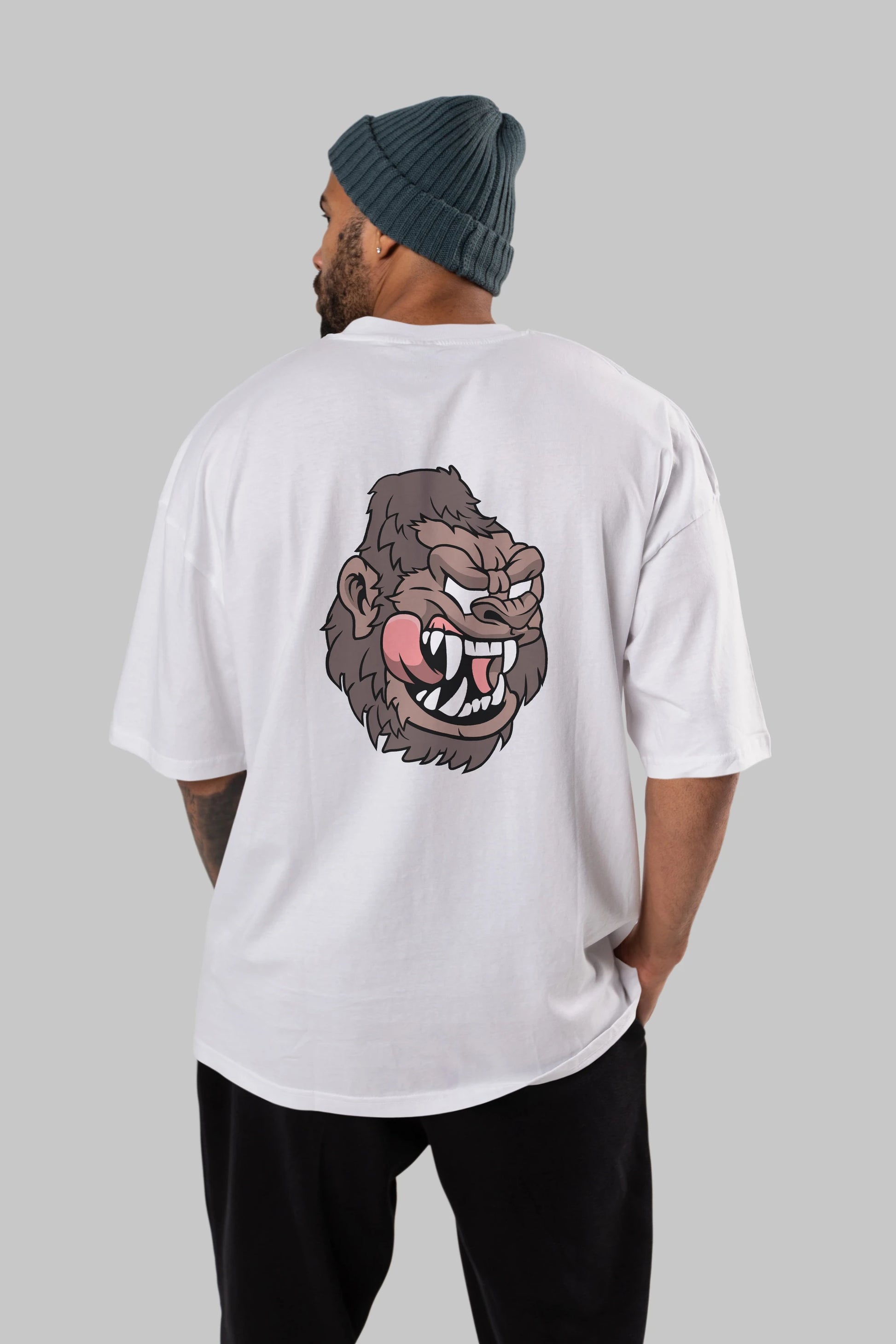Big Gorilla Arka Baskılı Oversize t-shirt Erkek Kadın Unisex %100 Pamuk tişort