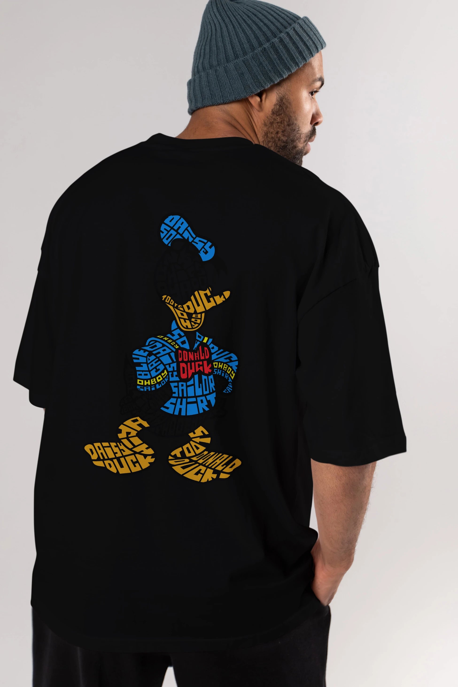 Donald Arka Baskılı Oversize t-shirt %100 pamuk Erkek Kadın Unisex