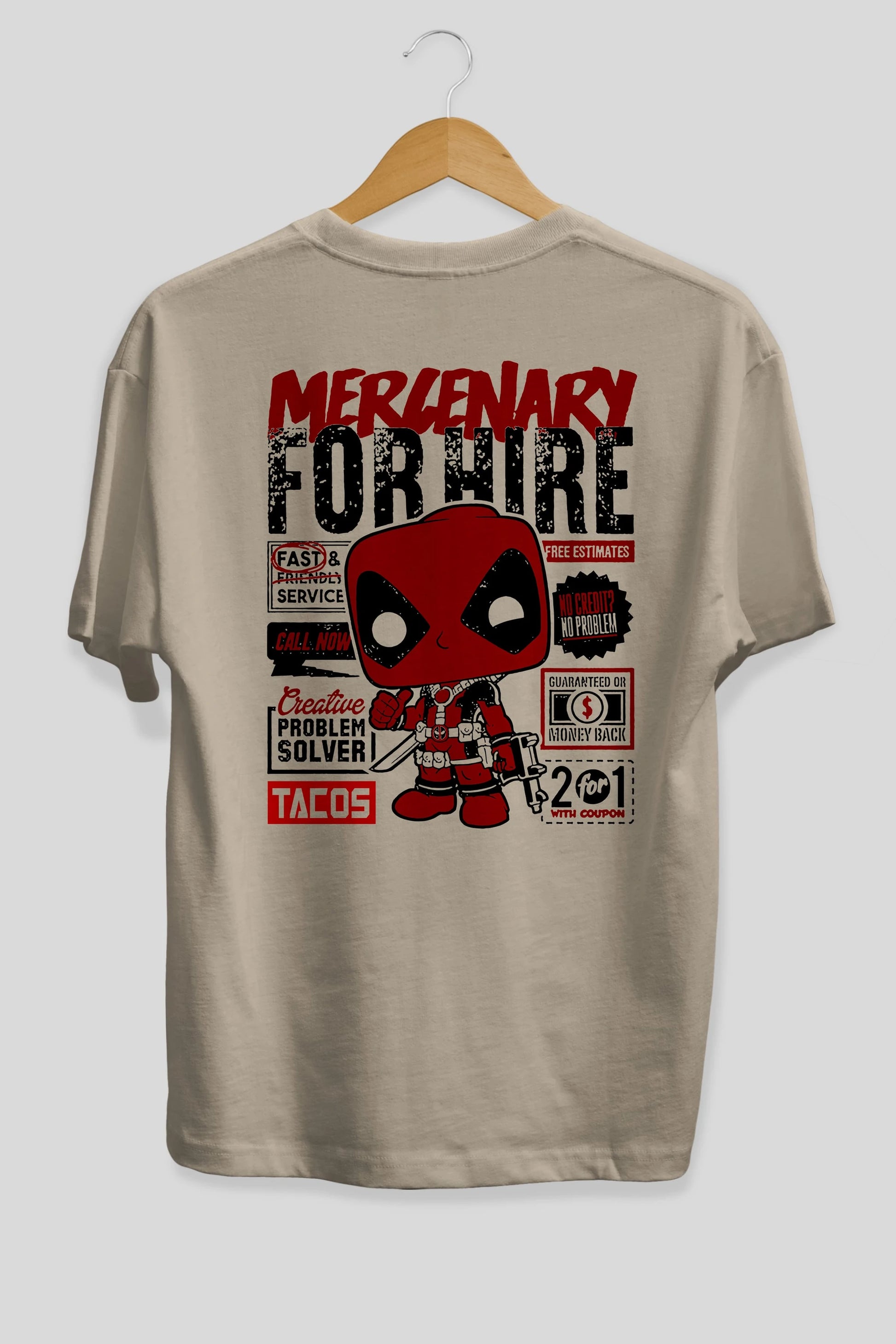 Deadpool (18) Arka Baskılı Oversize t-shirt Erkek Kadın Unisex %100 Pamuk Bisiklet Yaka tişort