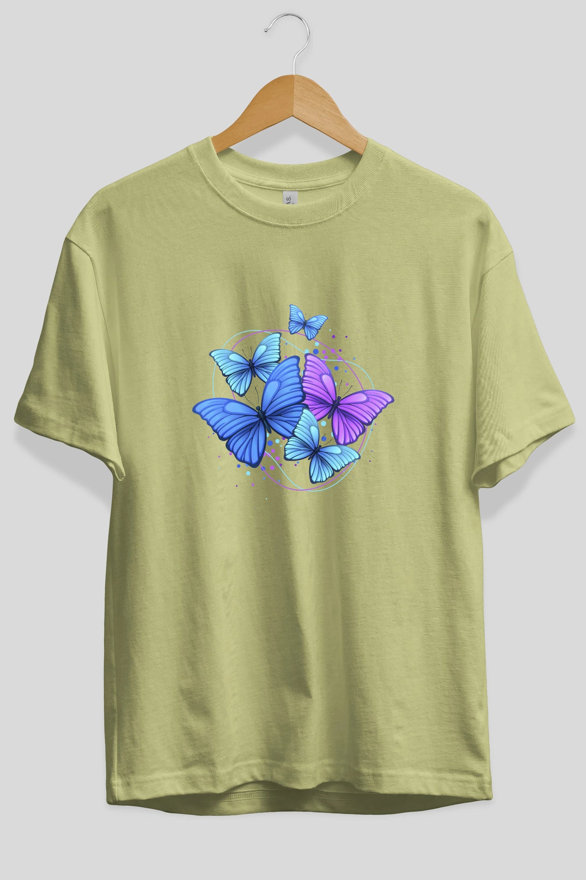 Kelebek Ön Baskılı Oversize t-shirt Erkek Kadın Unisex