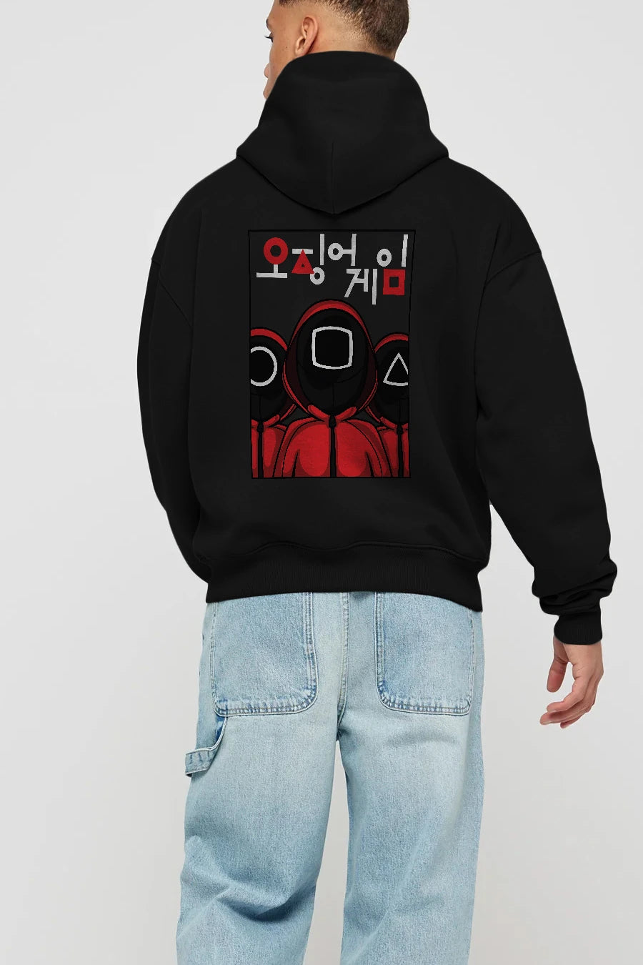 Squid Game (7) Arka Baskılı Hoodie Oversize Kapüşonlu Sweatshirt Erkek Kadın Unisex