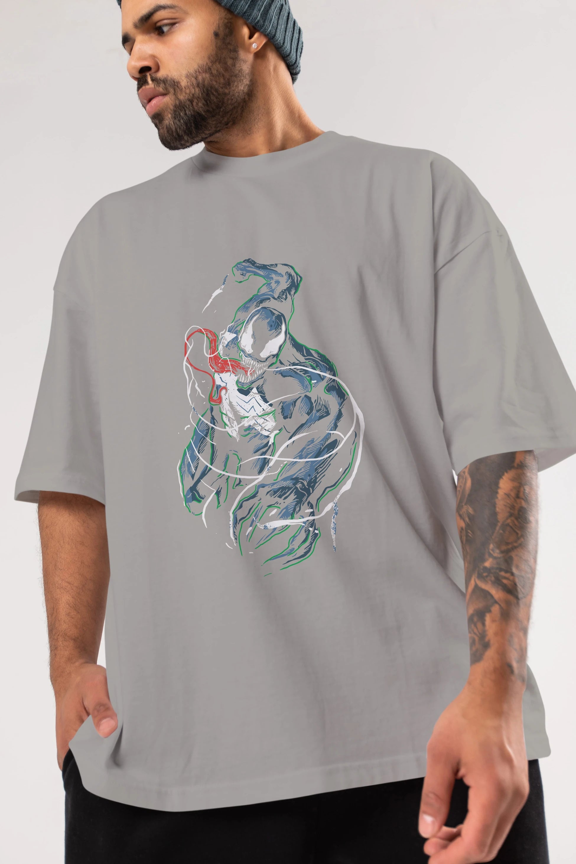 Venom (5) Ön Baskılı Oversize t-shirt Erkek Kadın Unisex %100 Pamuk Bisiklet Yaka tişort