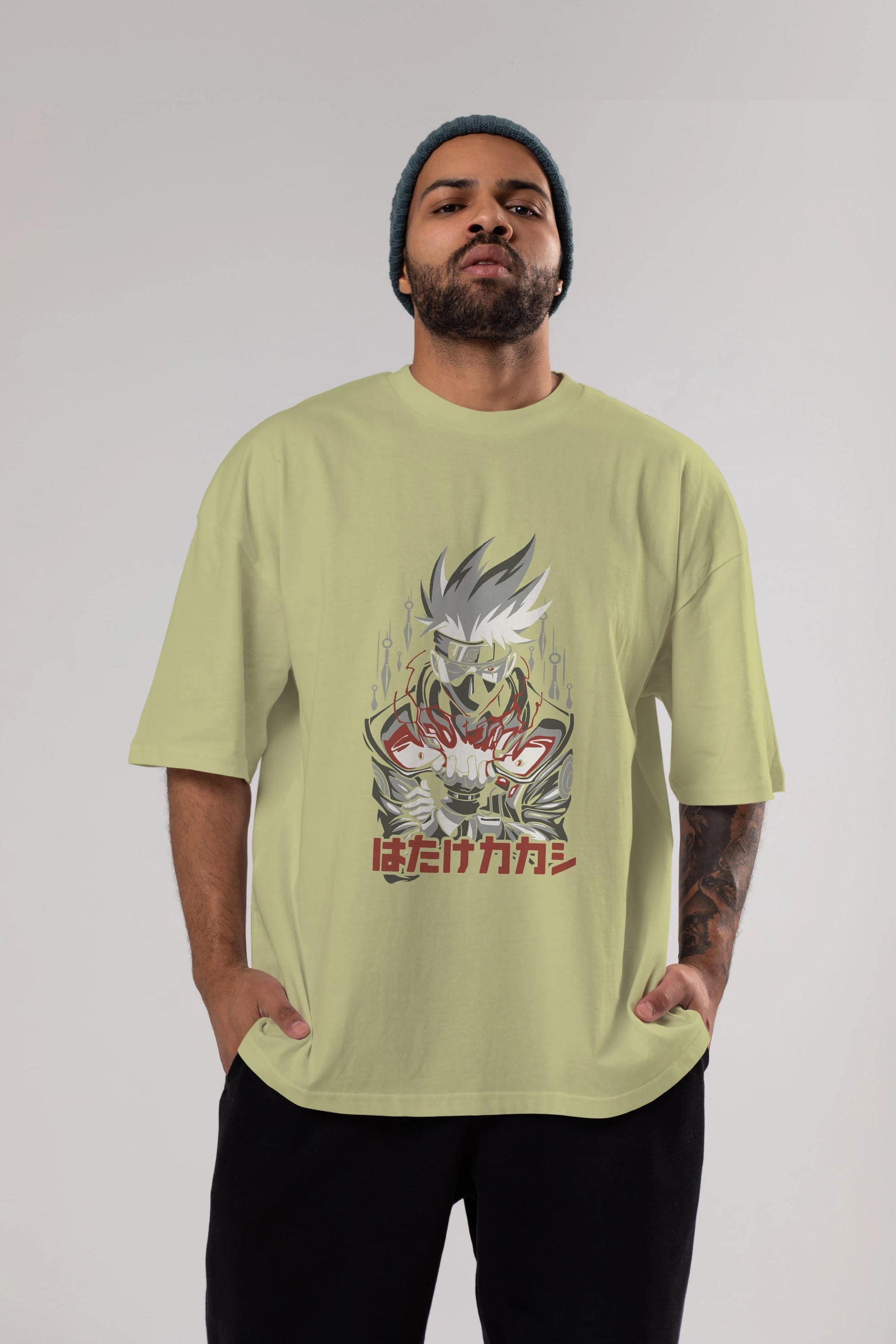 KAKASHI HATAKE NARUTO 1 Anime Ön Baskılı Oversize t-shirt %100 pamuk Erkek Kadın Unisex