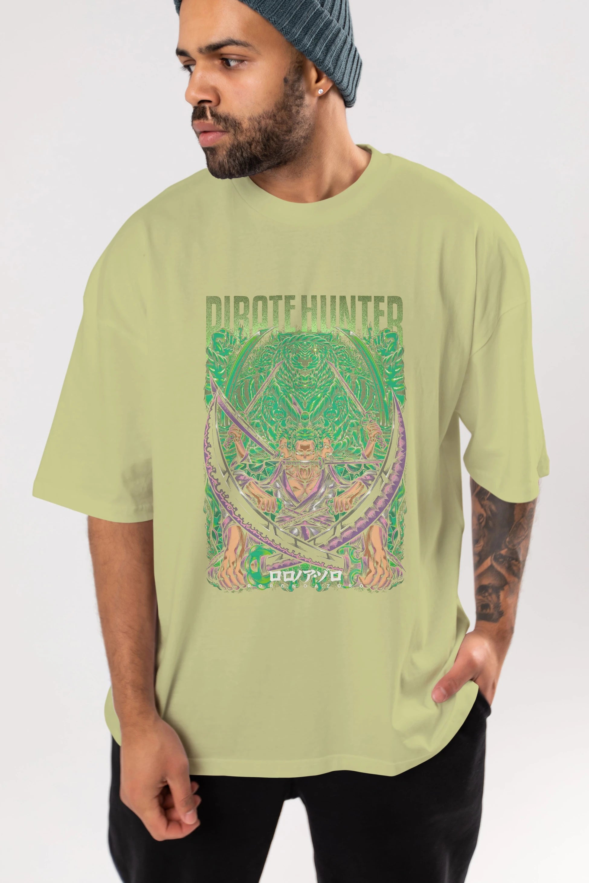 RORONOA ZORO 3 Anime Ön Baskılı Oversize t-shirt %100 pamuk Erkek Kadın Unisex