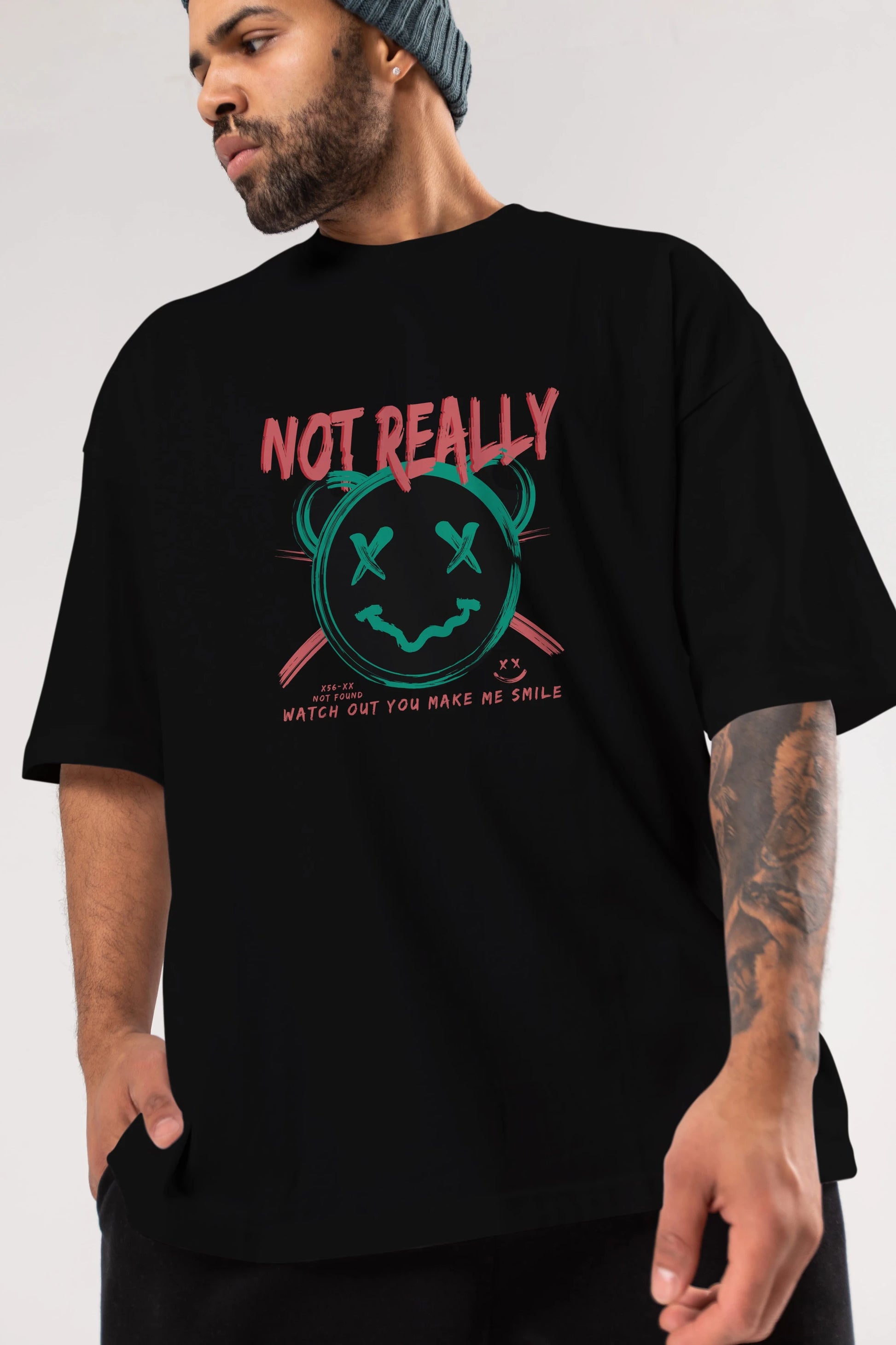 Not Really Bear Ön Baskılı Oversize t-shirt Erkek Kadın Unisex