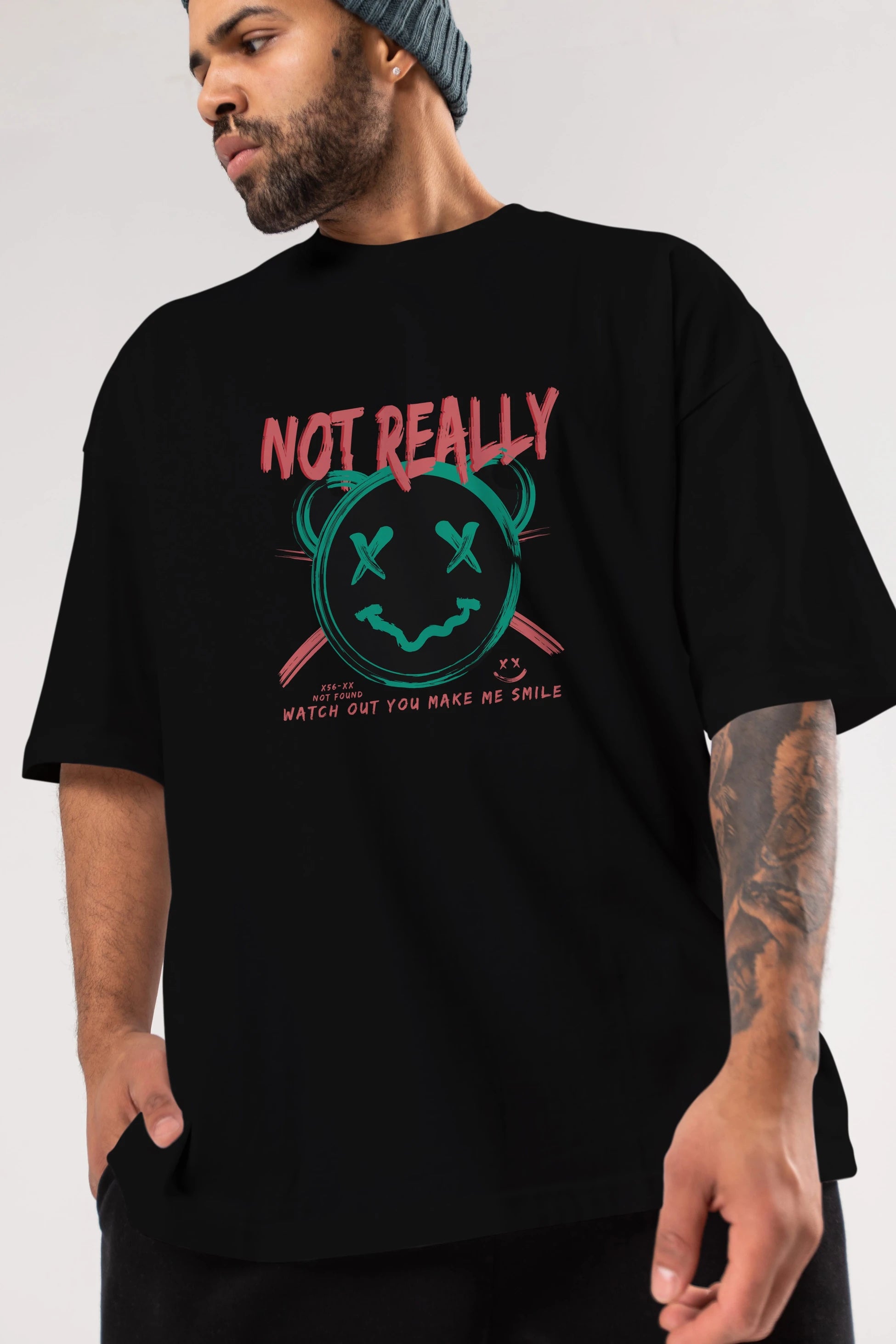Not Really Bear Ön Baskılı Oversize t-shirt Erkek Kadın Unisex