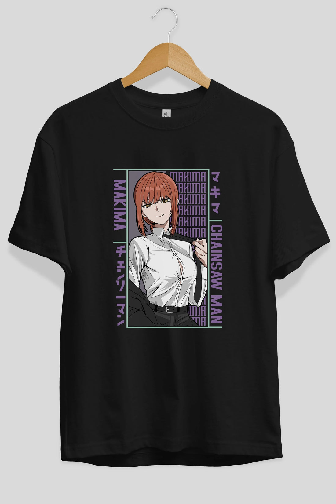 Makima Chain Saw Man Anime Ön Baskılı Oversize t-shirt %100 pamuk Erkek Kadın Unisex
