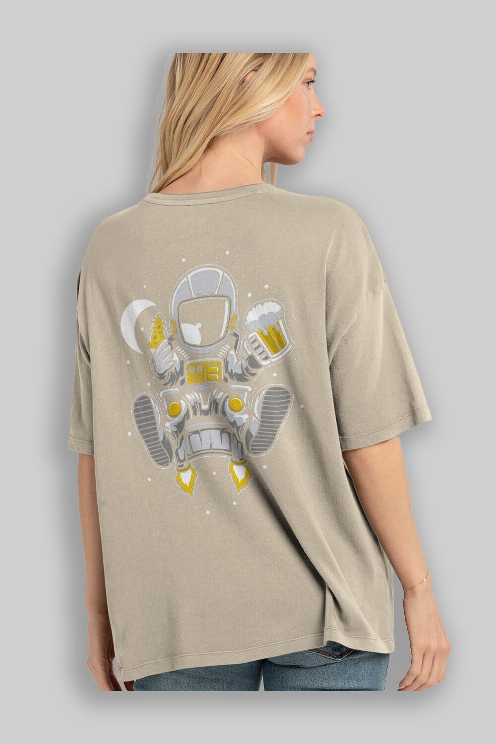 Astronaut Relax (2) Arka Baskılı Oversize t-shirt Erkek Kadın Unisex