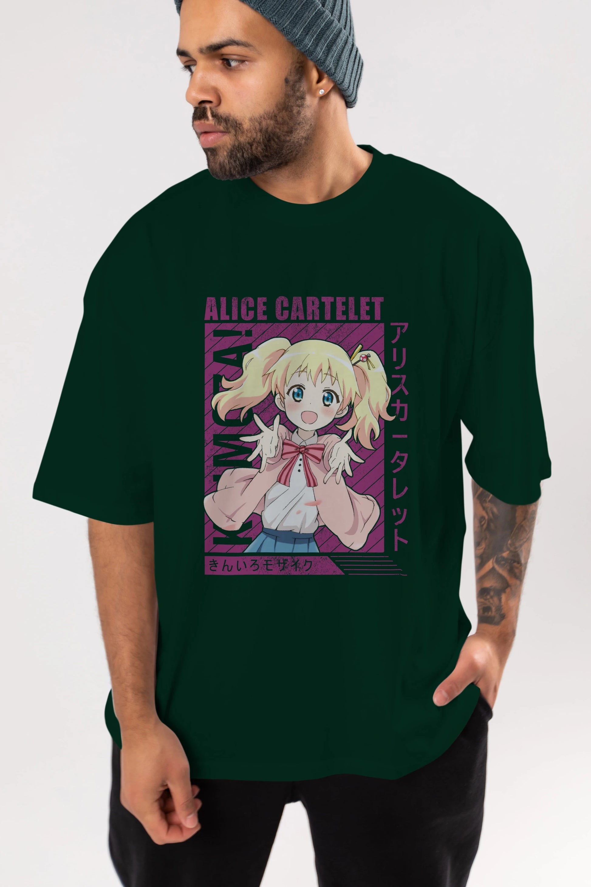 Alice Cartelet 12 Anime Ön Baskılı Oversize t-shirt %100 pamuk Erkek Kadın Unisex