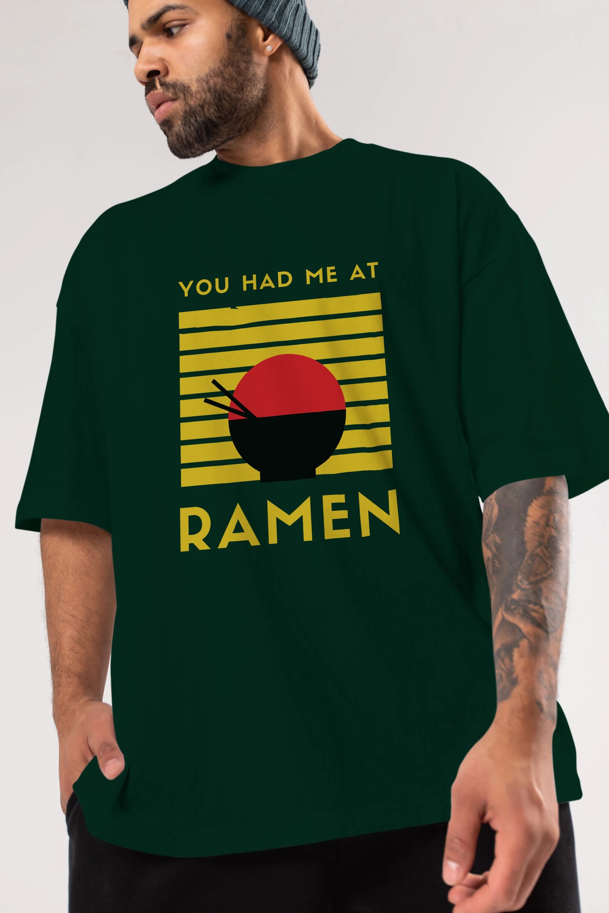 You Had me at Ramen Yazılı Ön Baskılı Oversize t-shirt Erkek Kadın Unisex